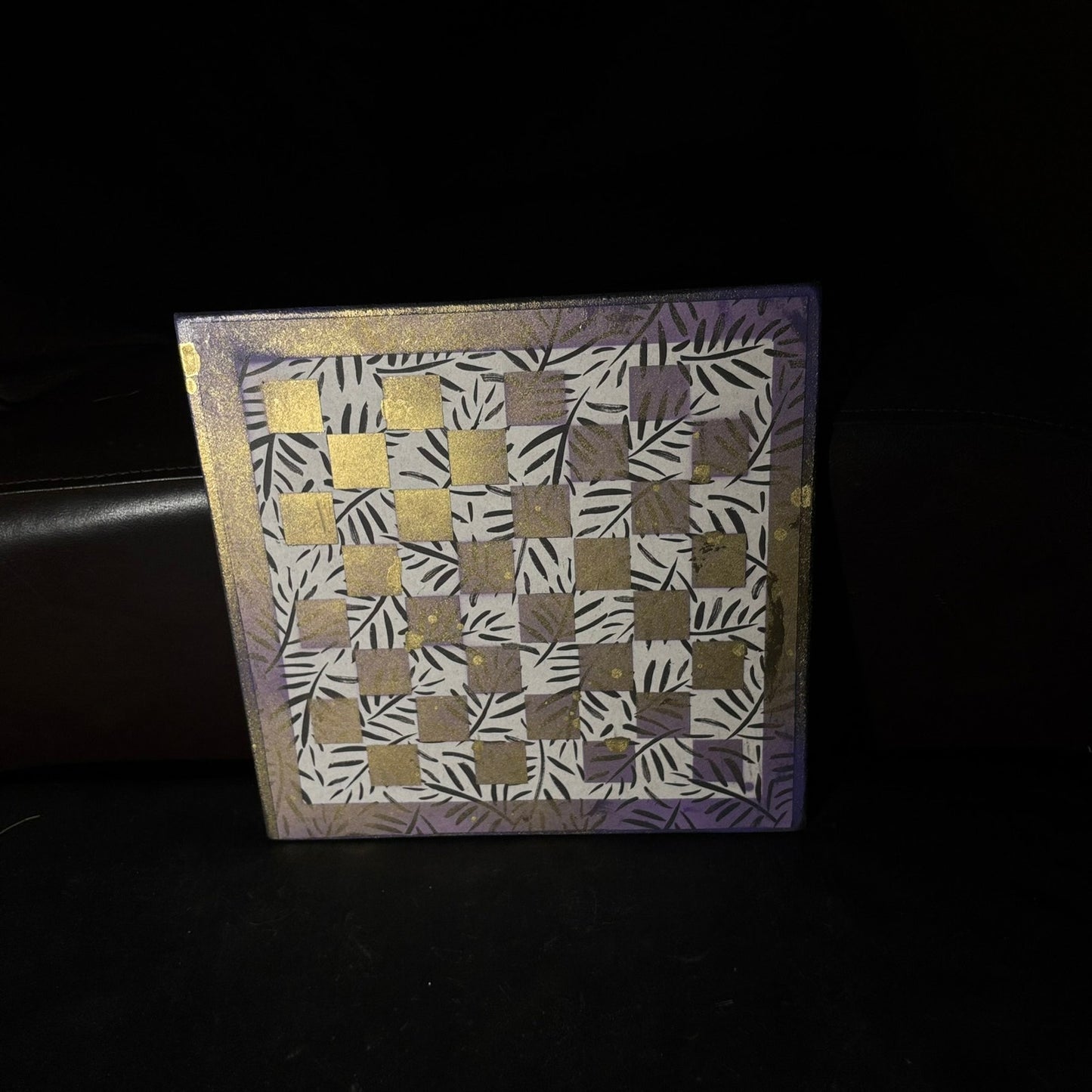Purple Gold White - Scrapbook Chess Board