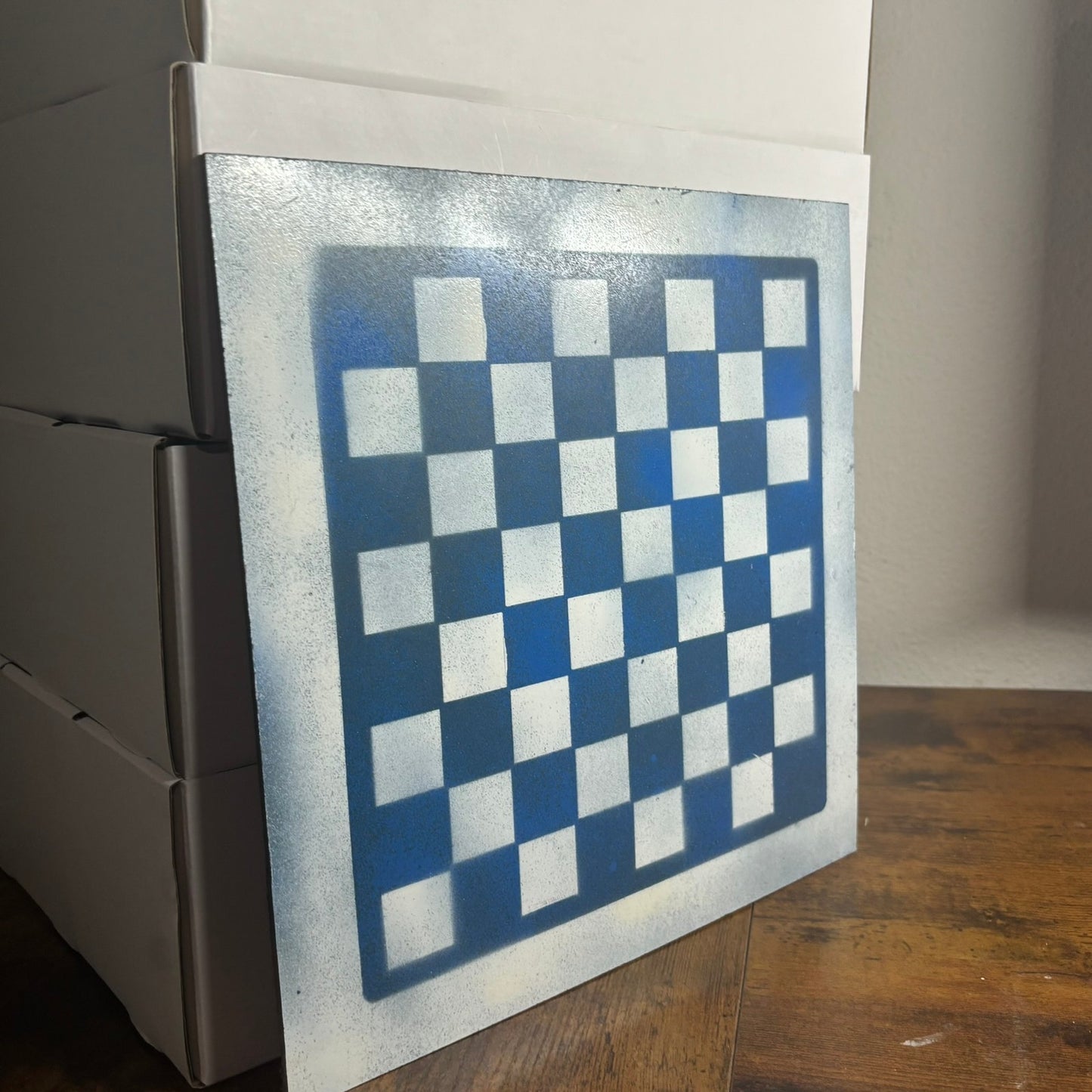 Blue & White - Painted Chess Board