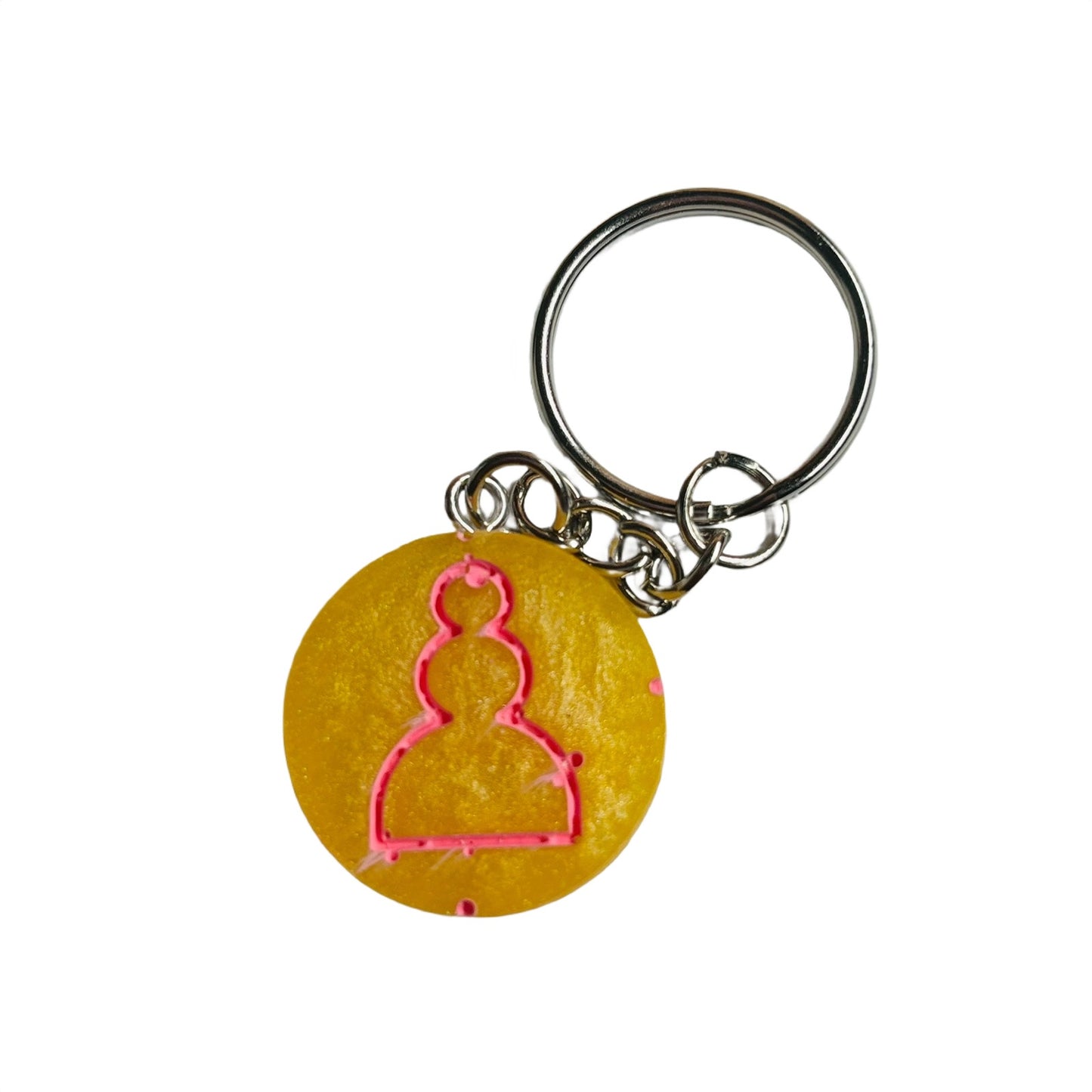Banana Yellow Pink Pawn - Handmade Resin Keychain