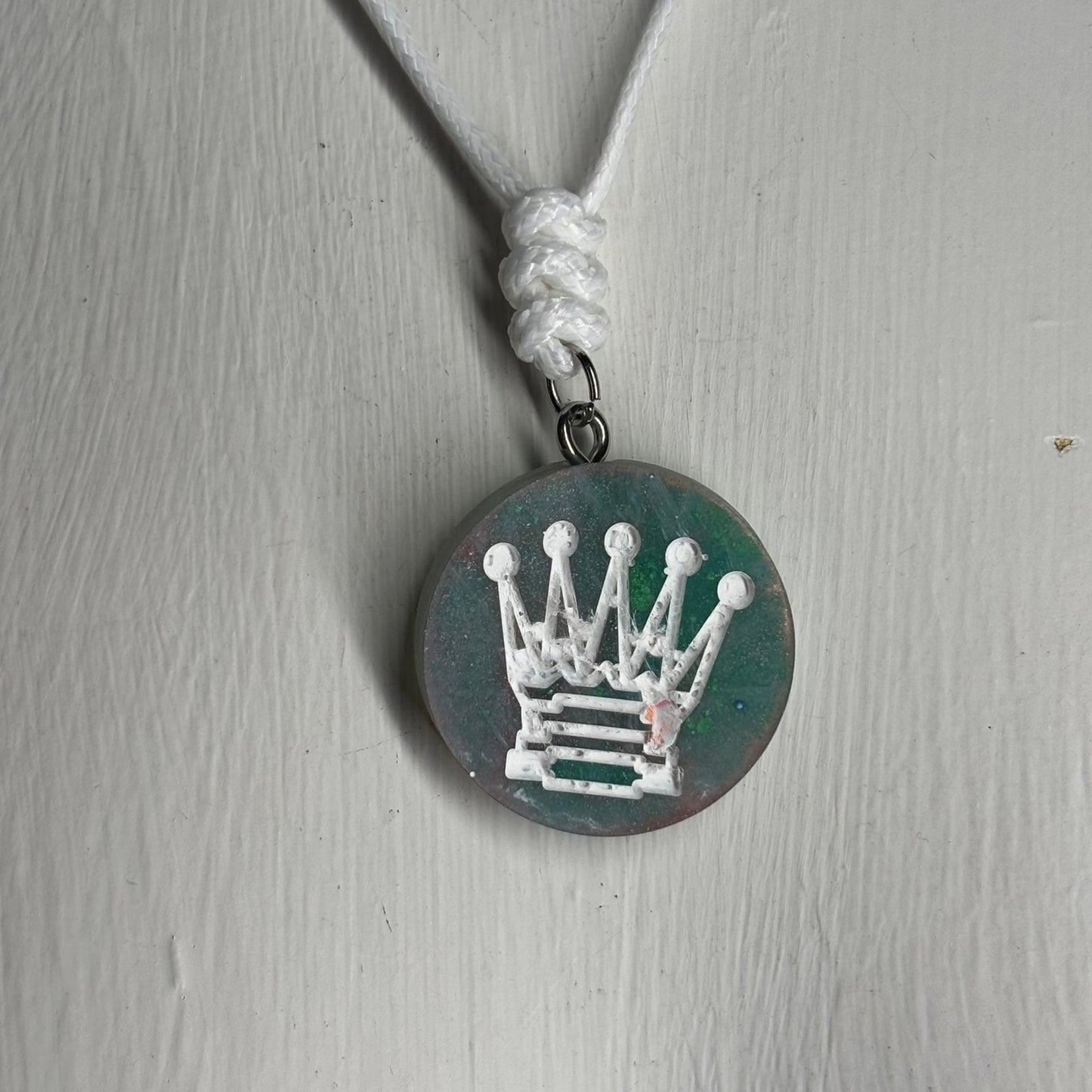 Ice Green Queen - Handmade Resin Chess Necklace