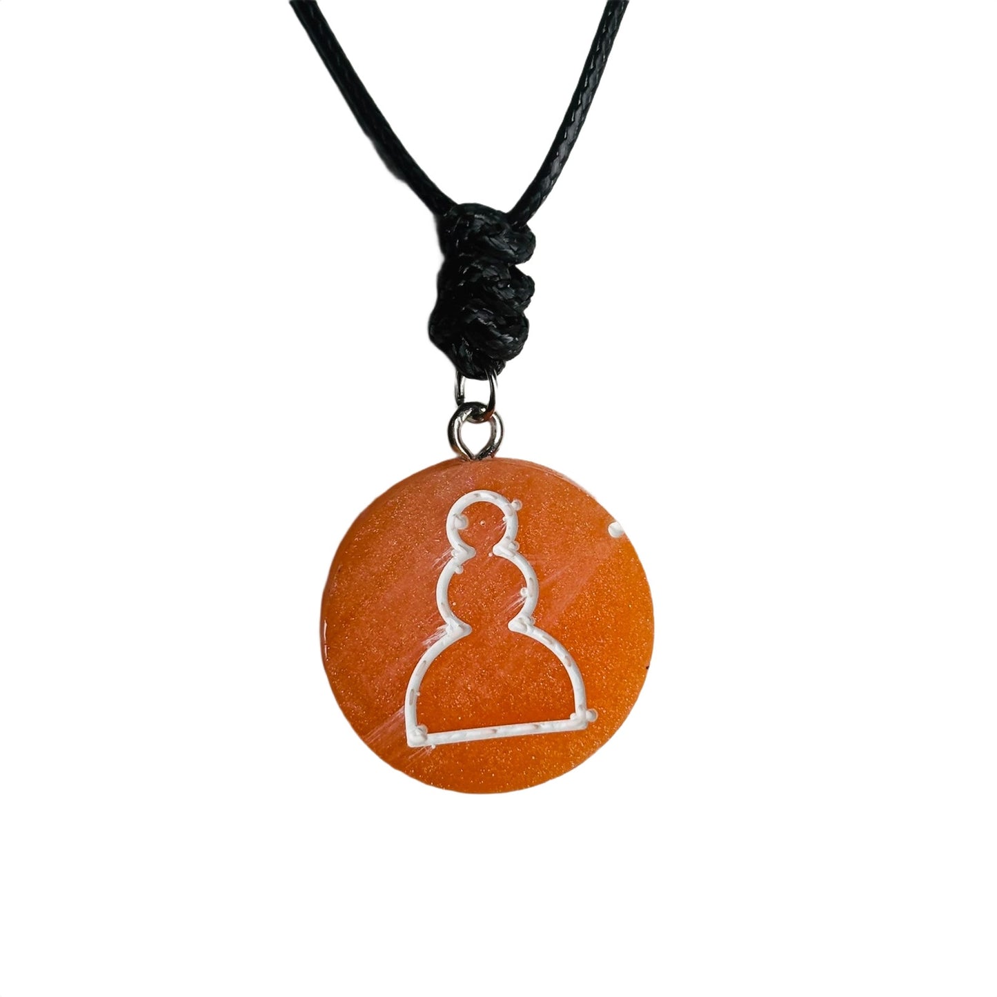 Orange Pawn - Handmade Resin Chess Necklace