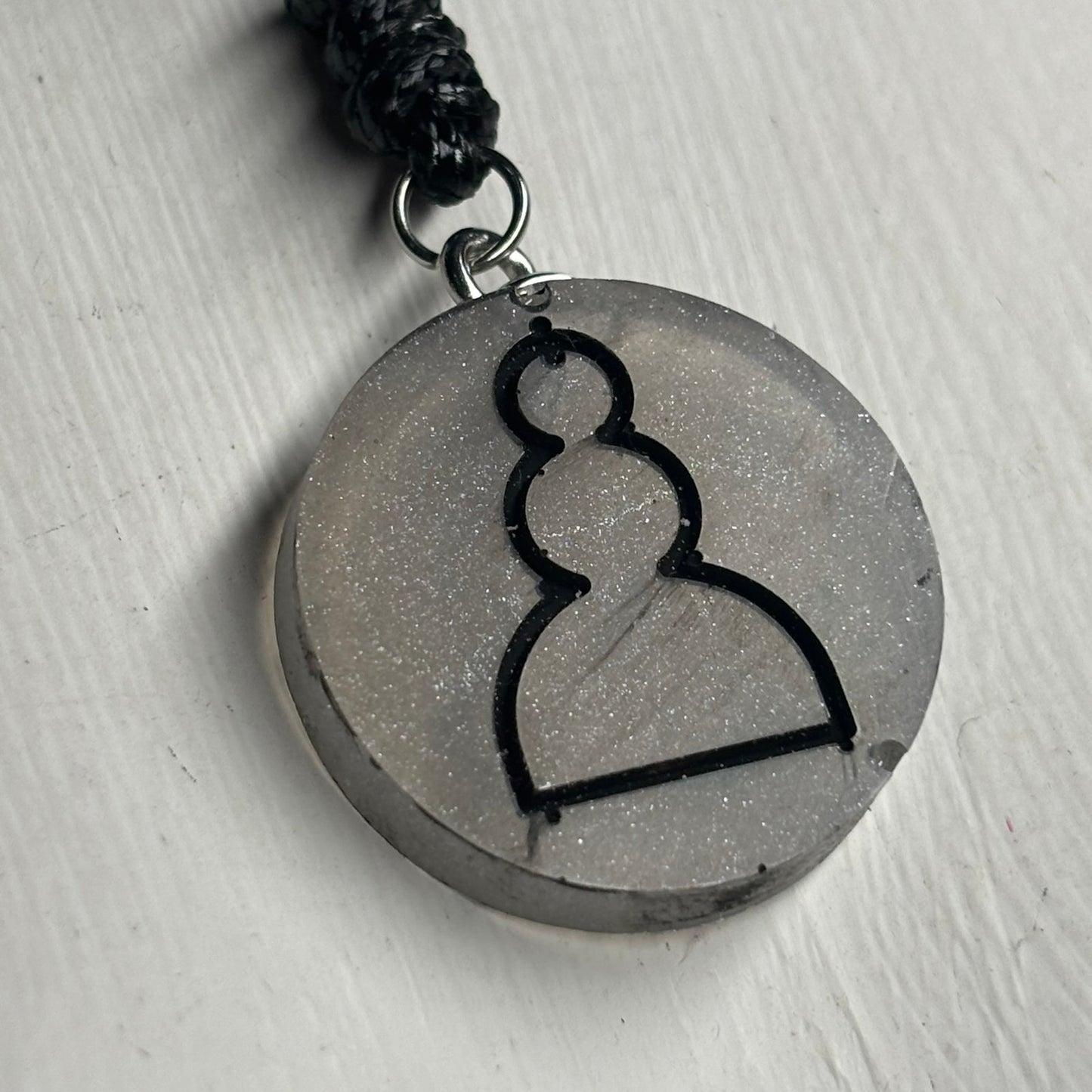 Gray Pawn - Handmade Resin Chess Necklace