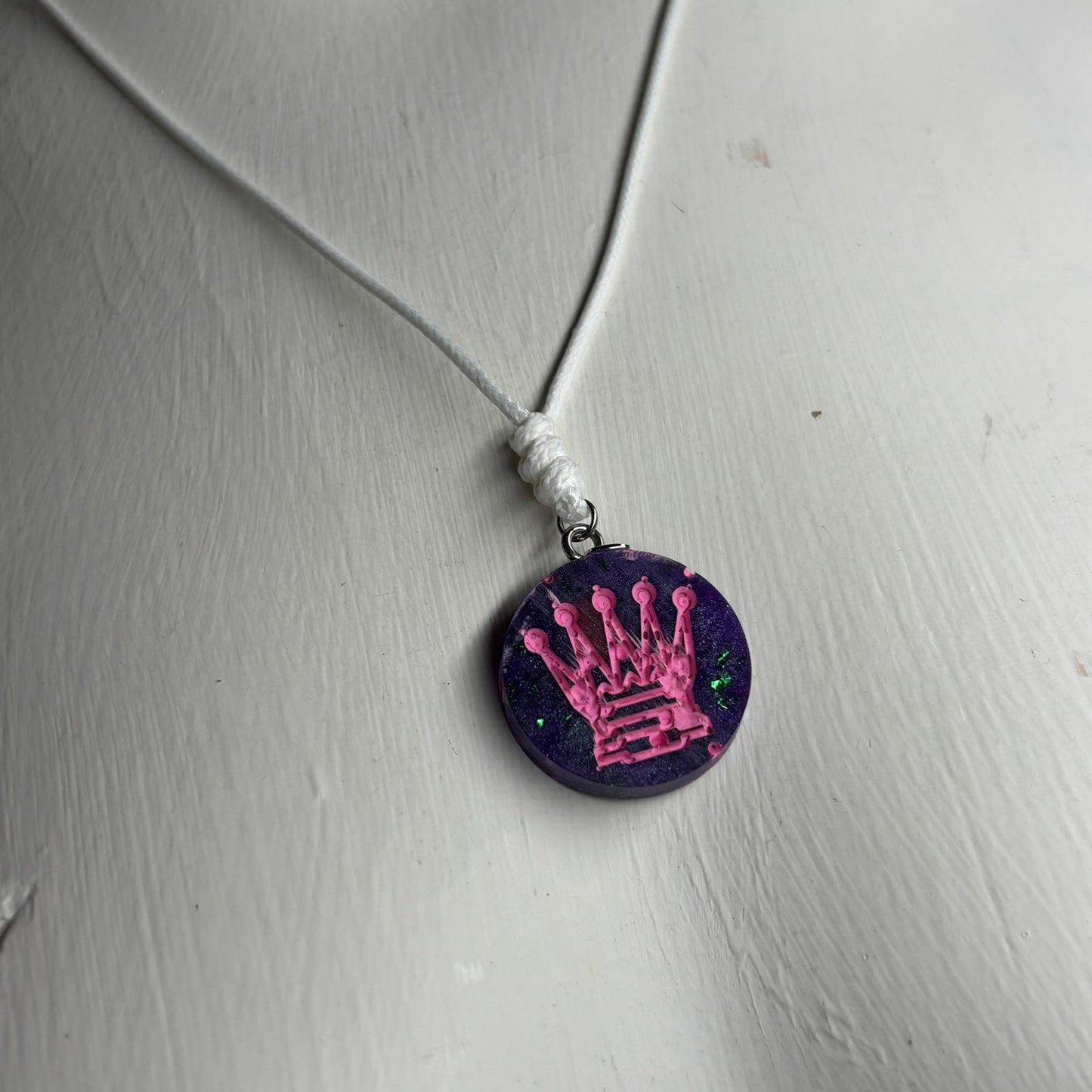 Sparkle Purple Queen - Handmade Resin Chess Necklace
