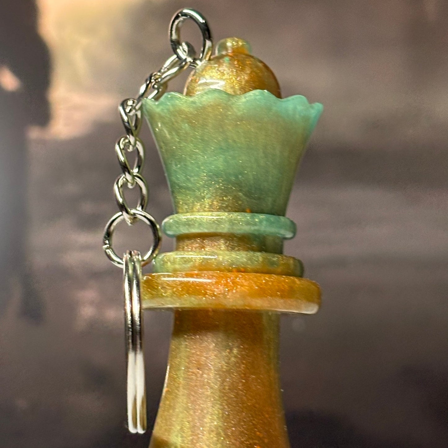 Green/Brown Mush Queen - Handmade Resin Keychain - Large Edition