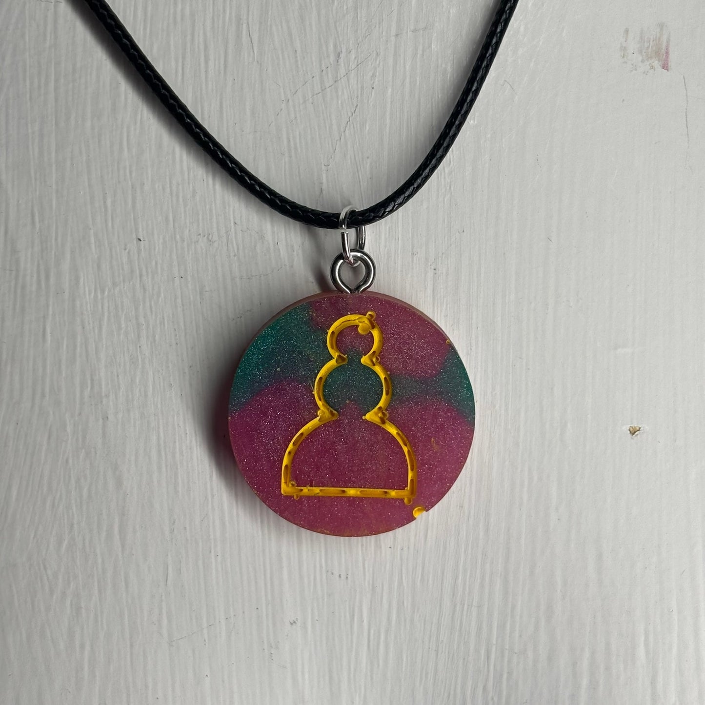 Pink Mesh Pawn - Handmade Resin Chess Necklace