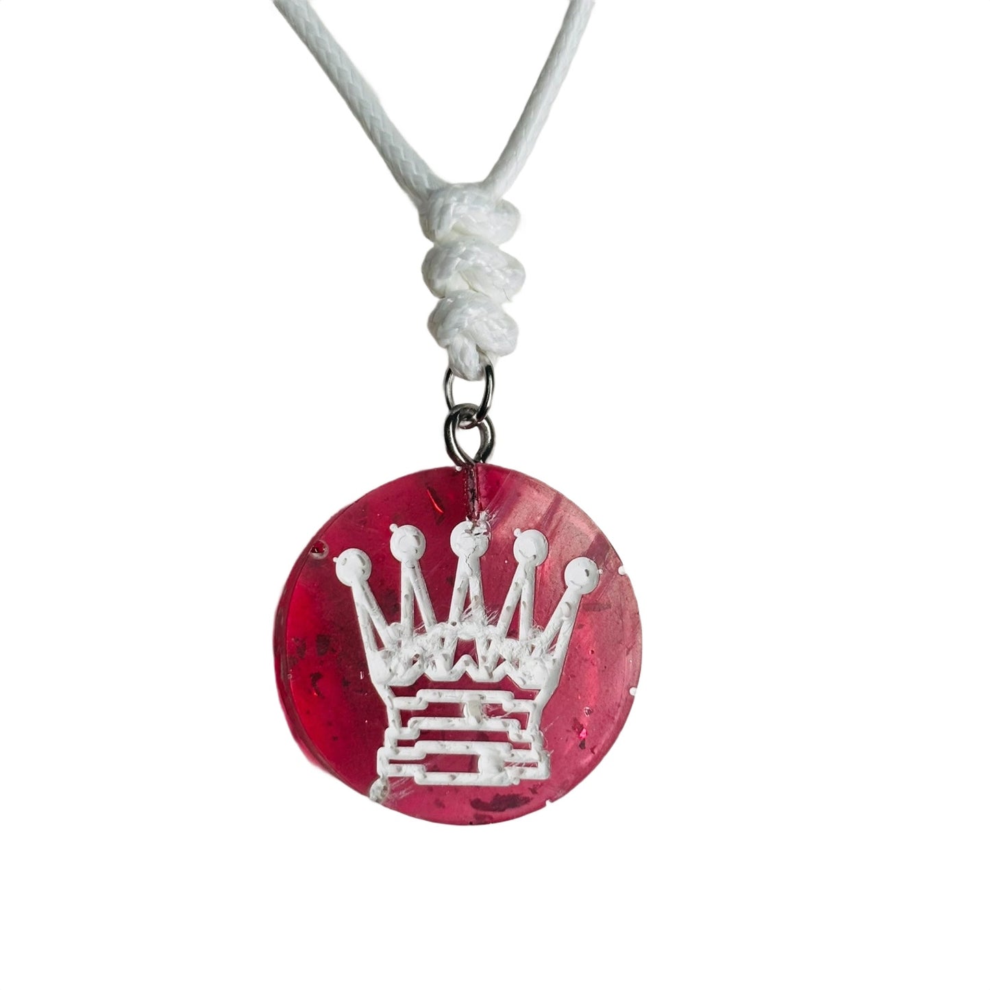 Clean Red Queen - Handmade Resin Chess Necklace