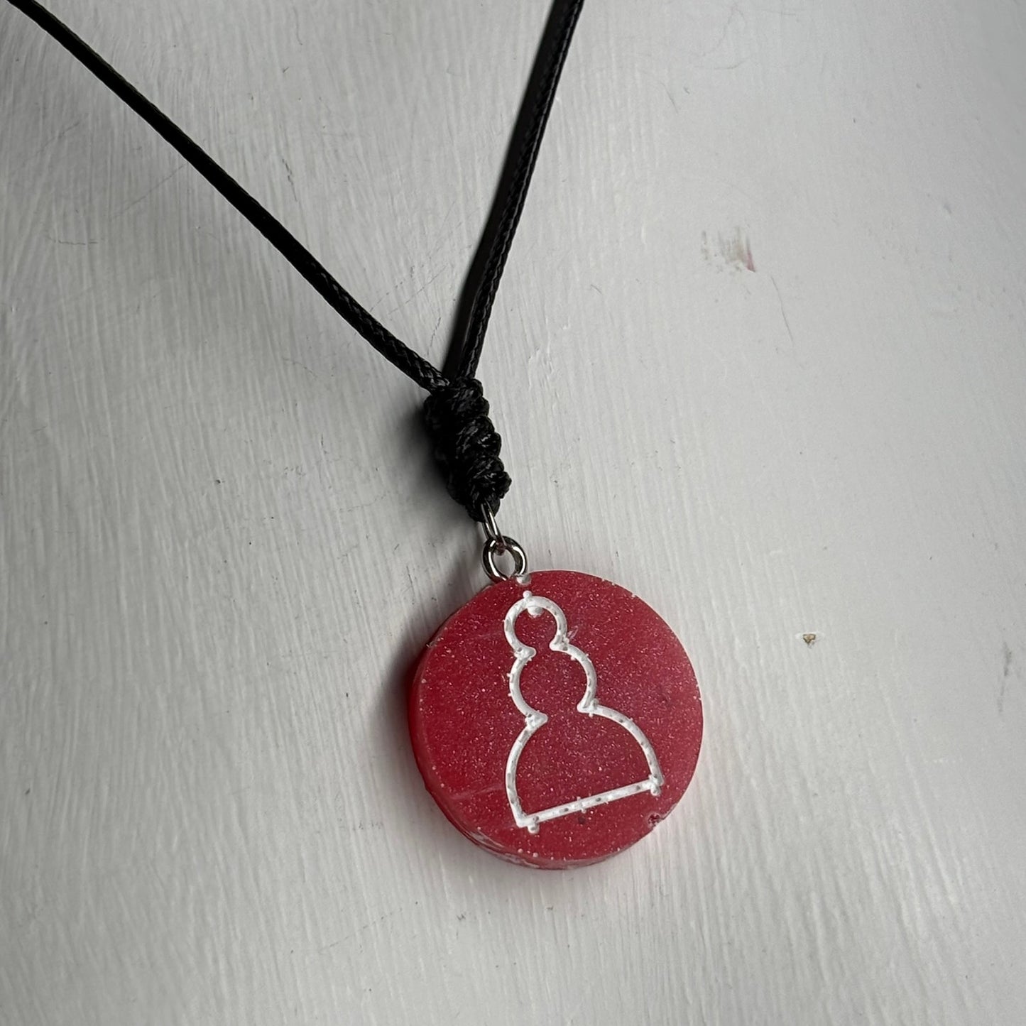 Red Cherry Pawn - Handmade Resin Chess Necklace