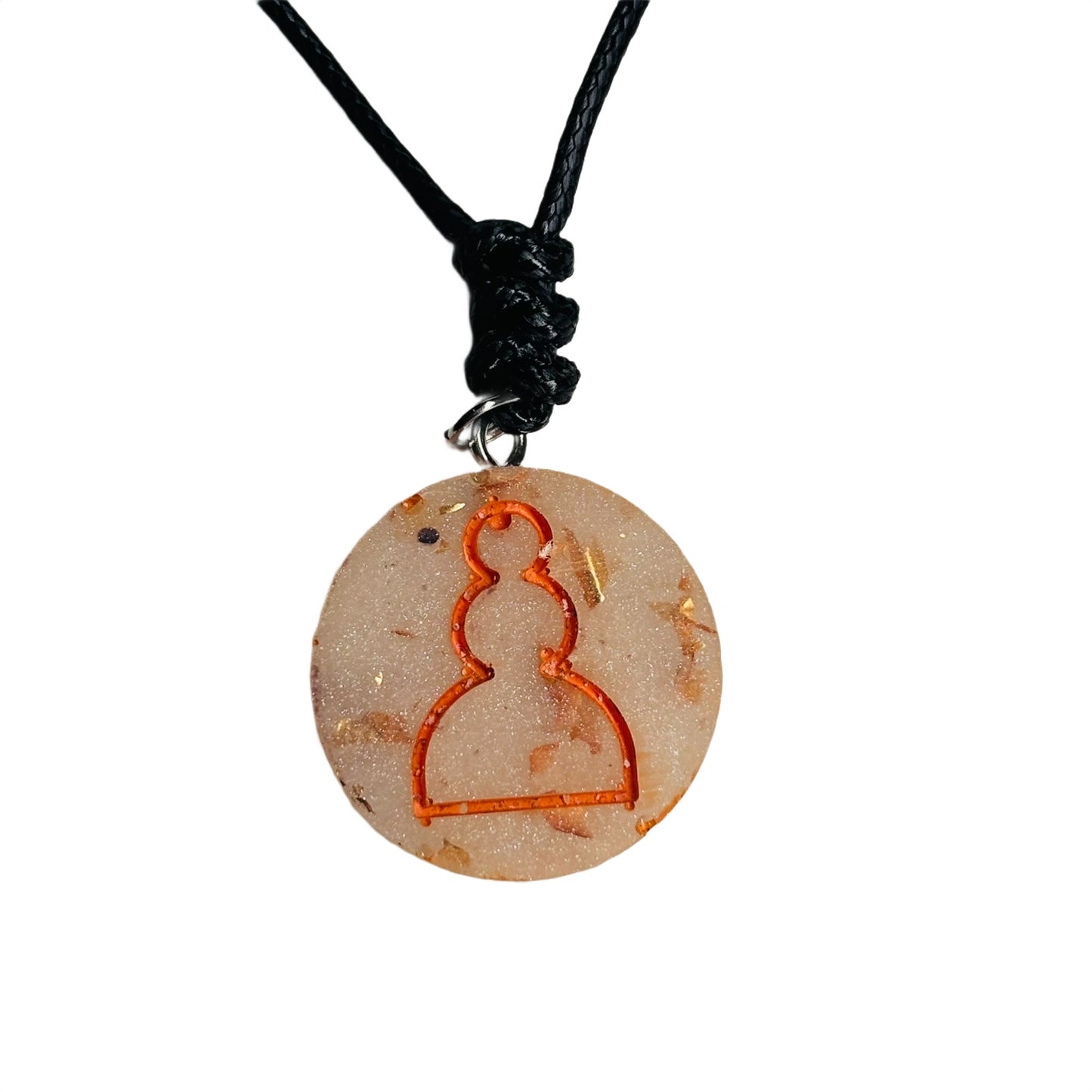Cream Orange Pawn - Handmade Resin Chess Necklace