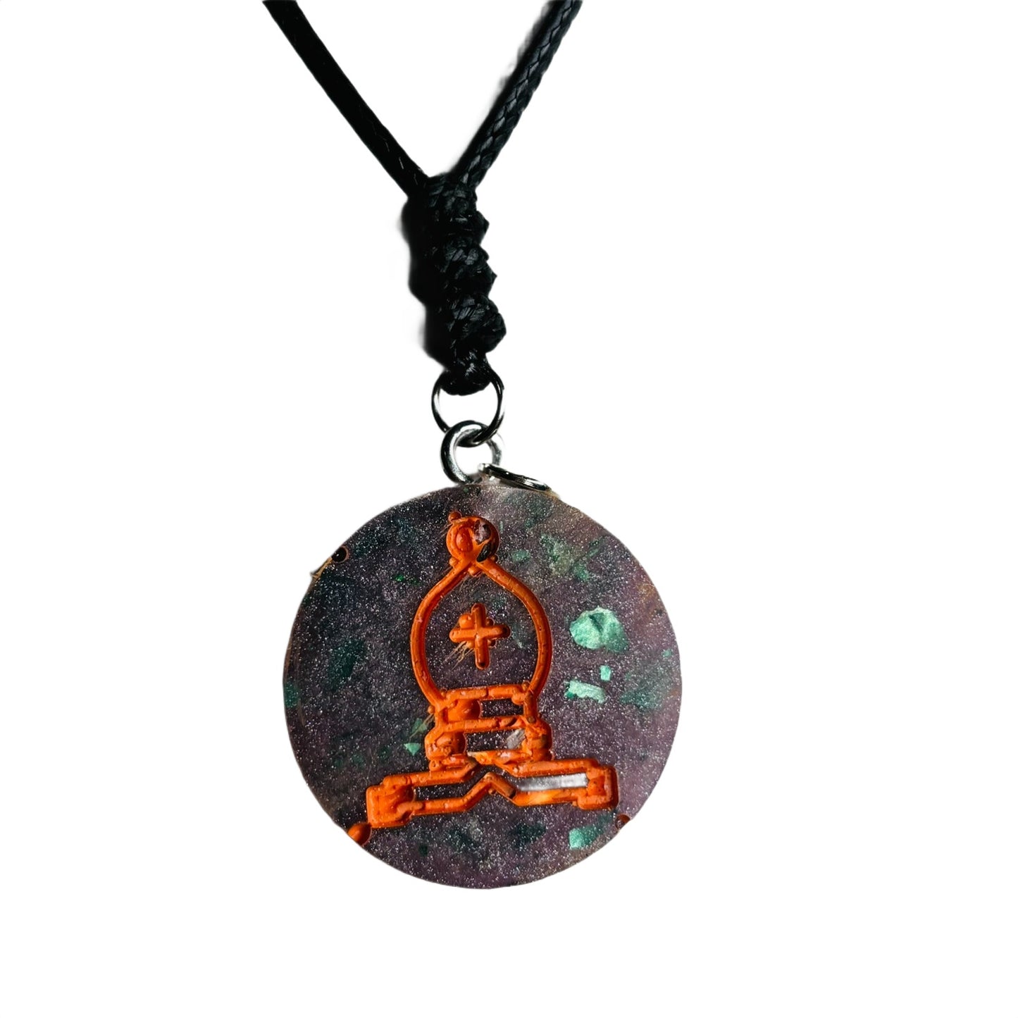 Purple Crystal Orange - Handmade Resin Chess Necklace