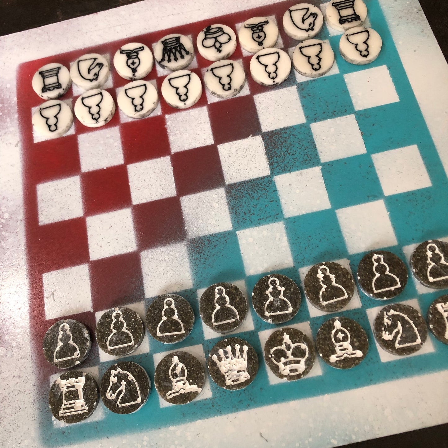 Popsicle White - Painted Chess Set