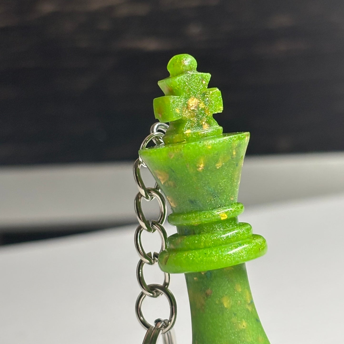 Green Sparkle King - Handmade Resin Keychain
