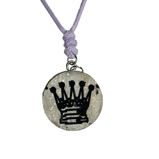 Gray Queen - Handmade Resin Chess Necklace