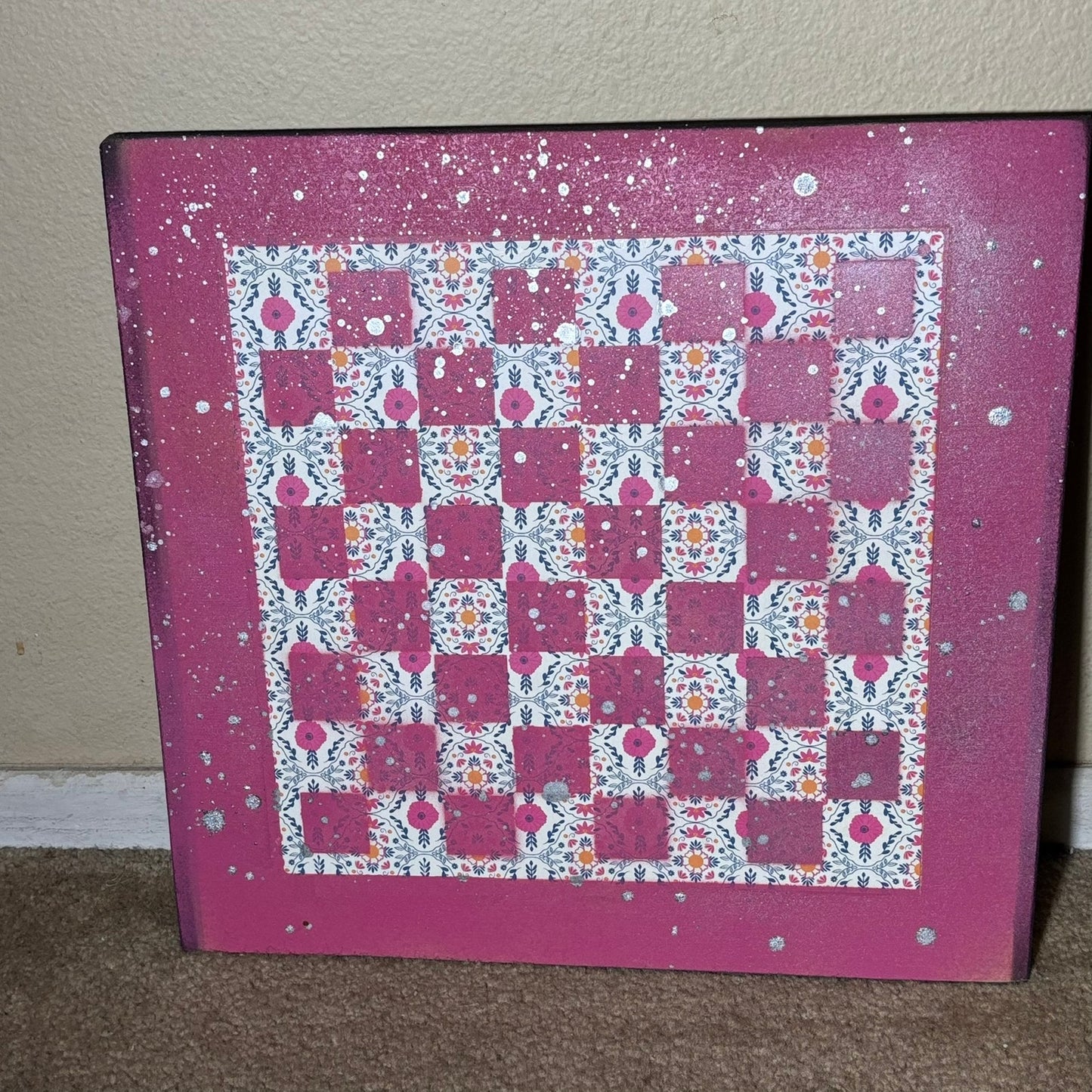 Pink Vintage Pattern - Large Scrapbook Chess Board