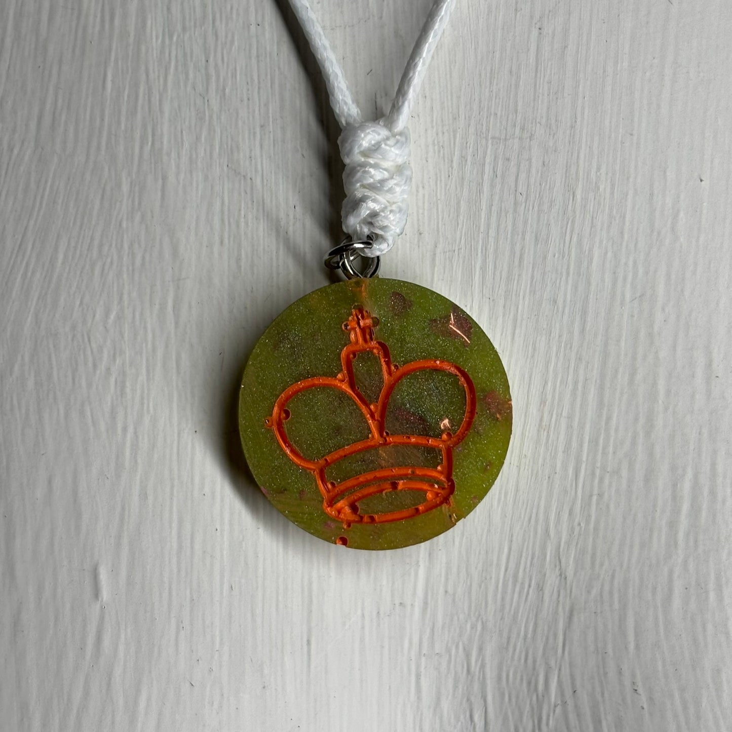 Green Orange King - Handmade Resin Chess Necklace