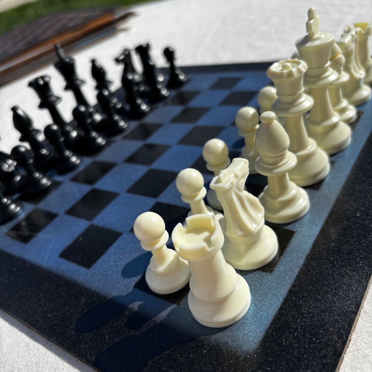 Metallic Blue - Painted Chess Set