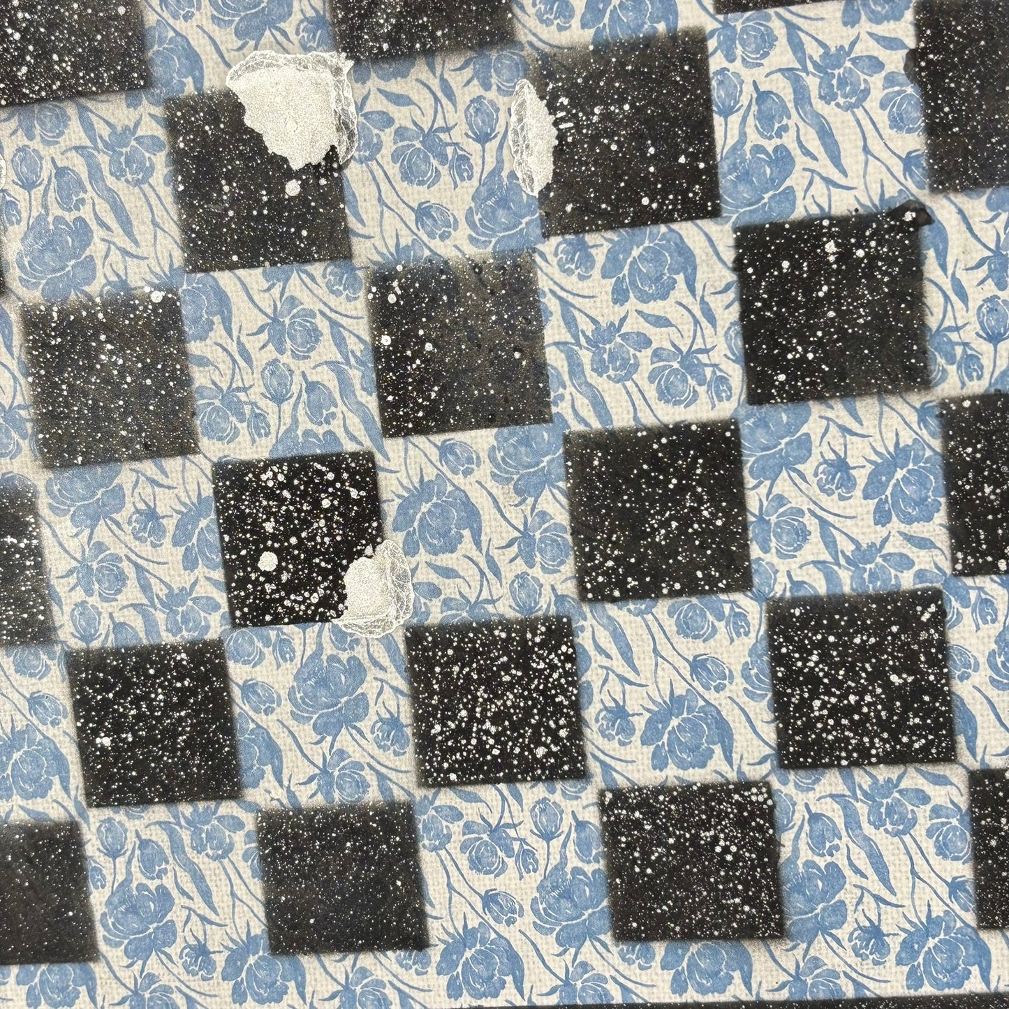 Blue Flowers - Scrapbook Chess Board