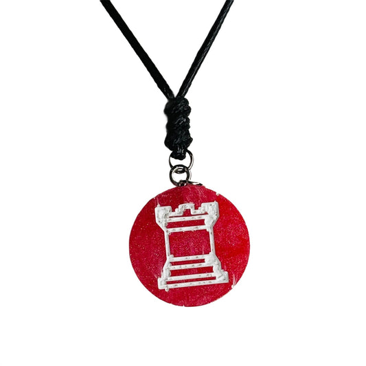 Red Rook - Handmade Resin Chess Necklace