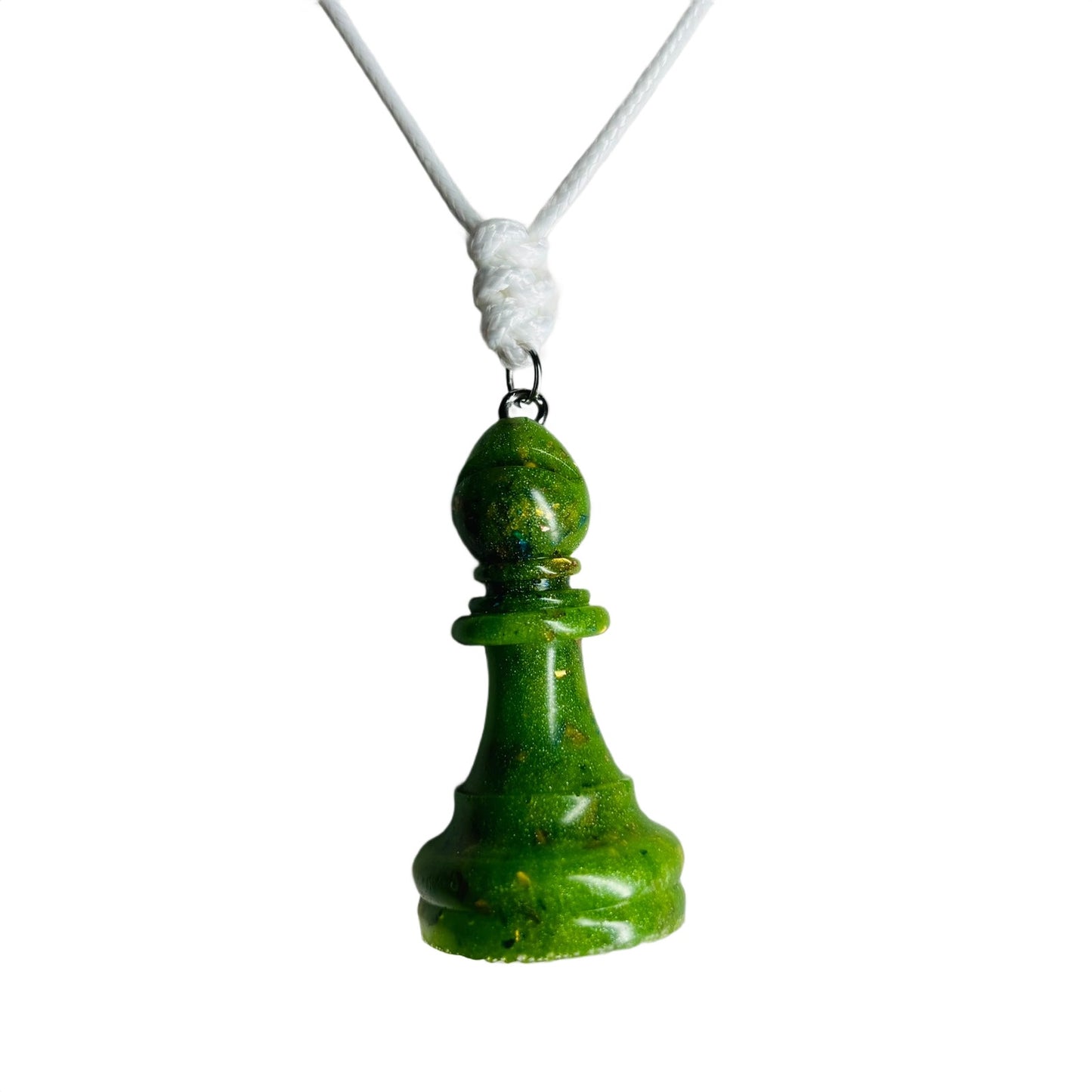 Green Crystal Bishop - Handmade Resin Chess Necklace
