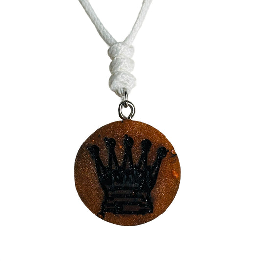 Bronze Dark Queen - Handmade Resin Chess Necklace