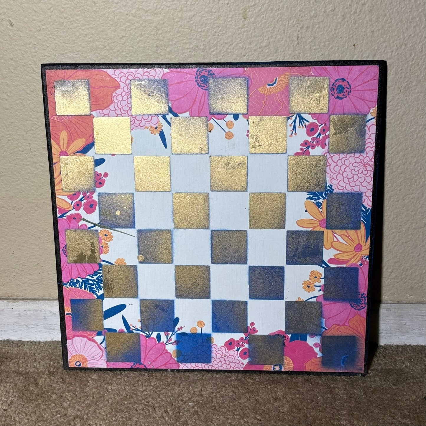 Pink Golden Blue - Scrapbook Chess Board