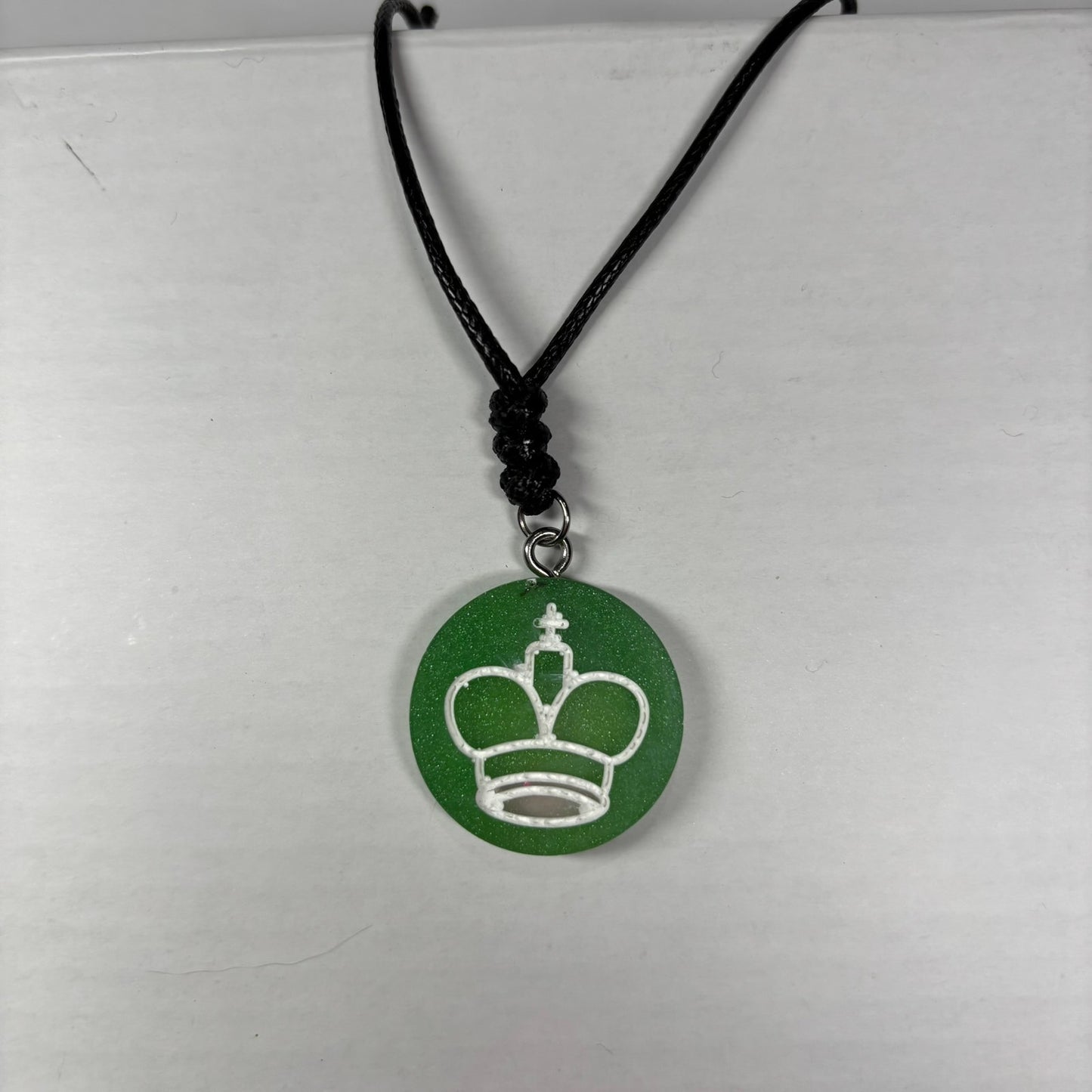 Green King - Handmade Resin Chess Necklace
