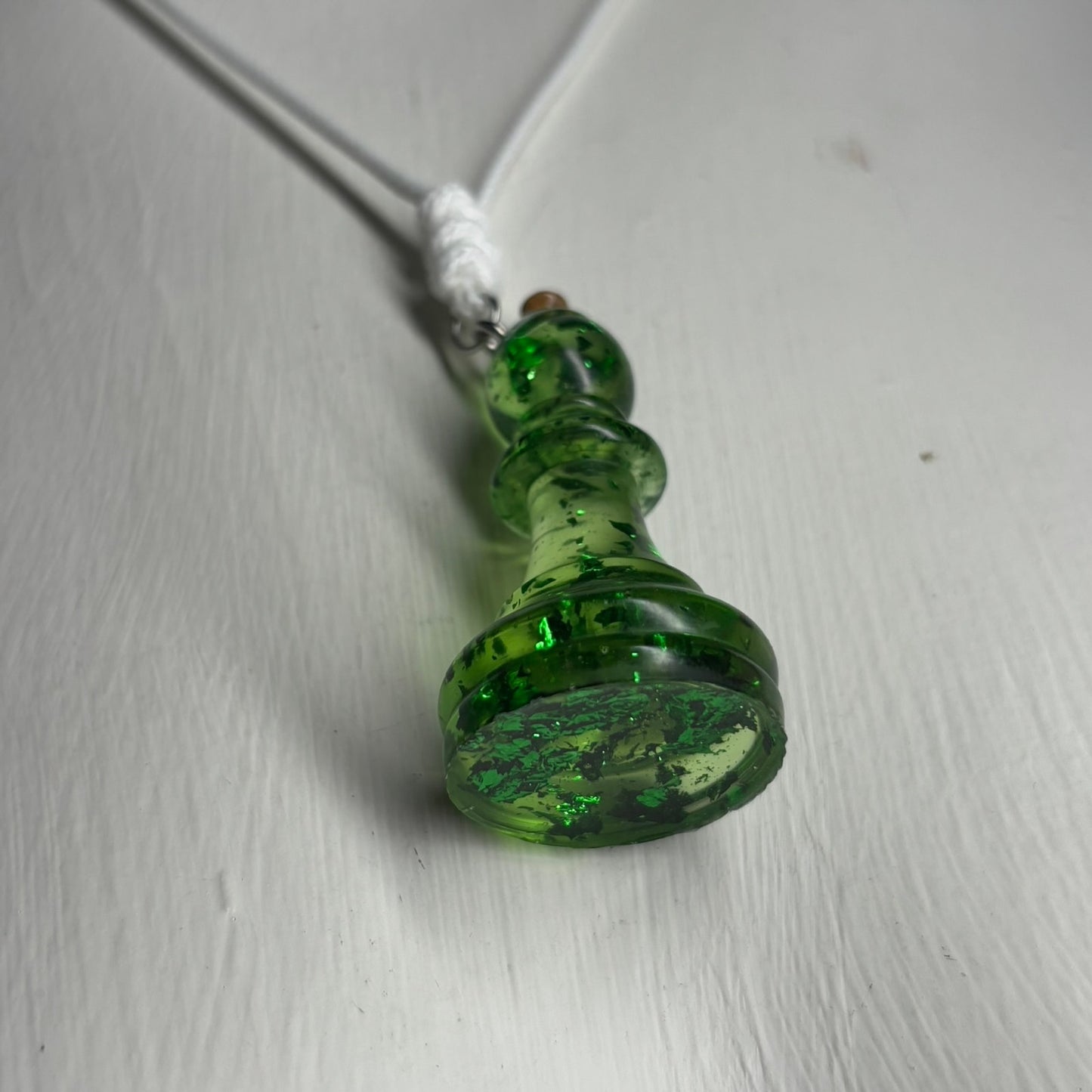 Green Crystal Bishop - Handmade Resin Chess Necklace
