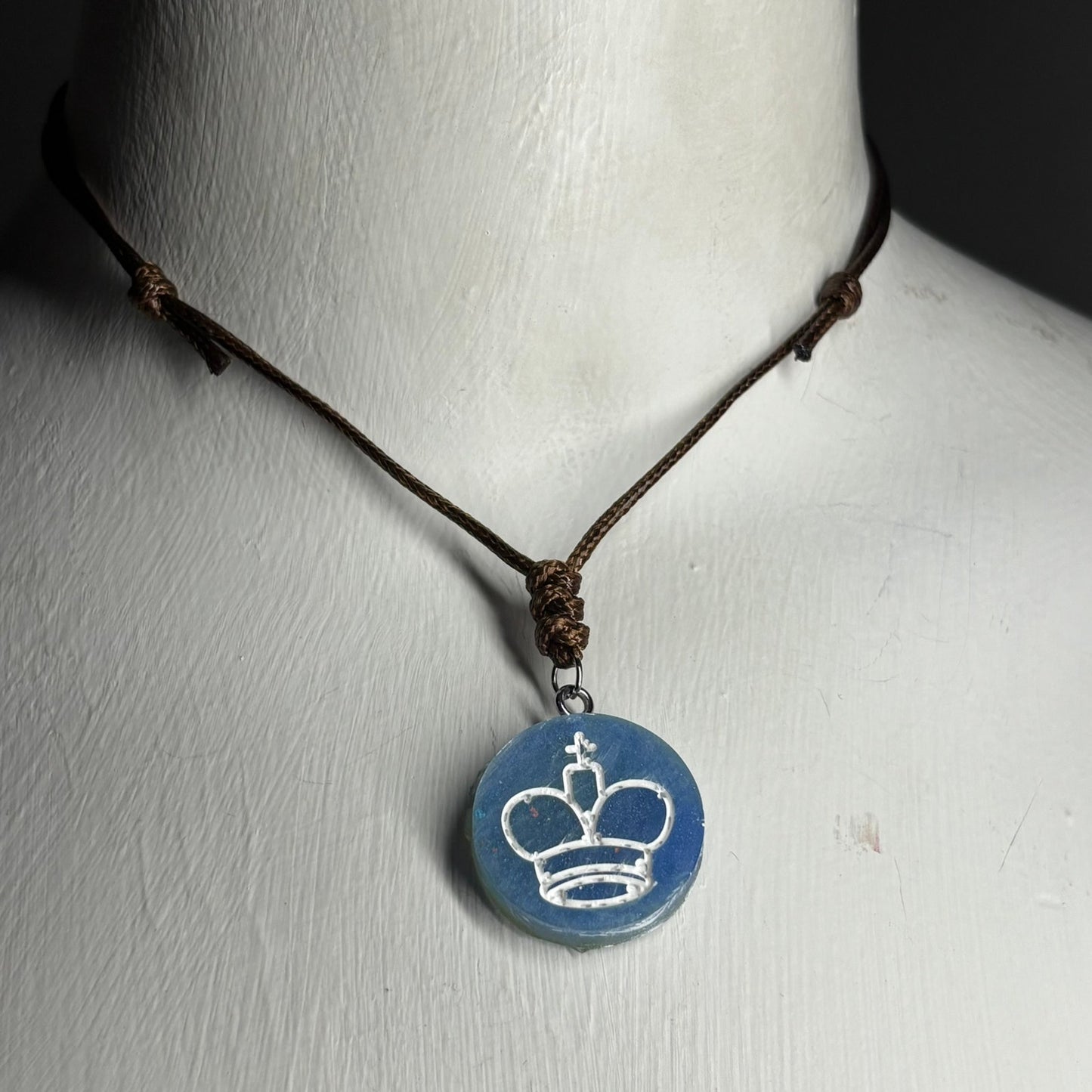 Blue King - Handmade Resin Chess Necklace
