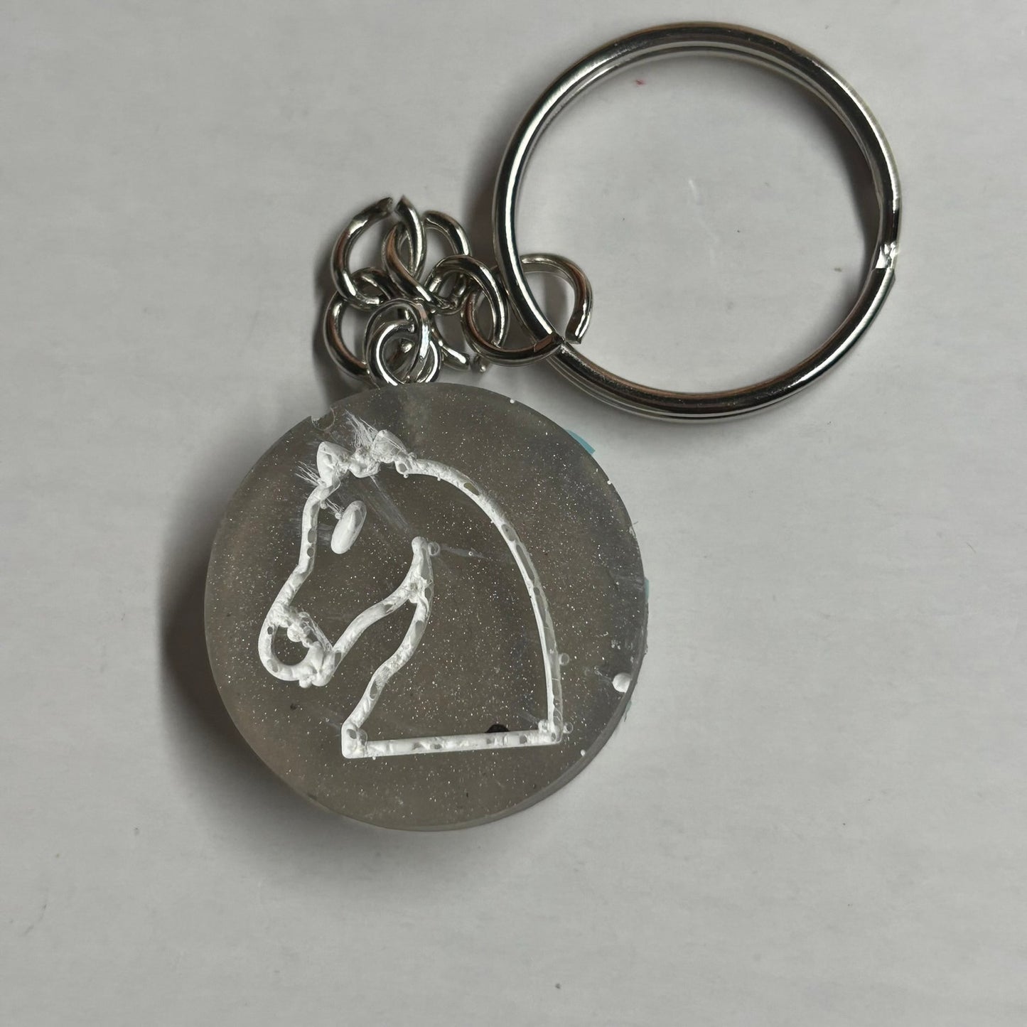 Silver White Knight - Handmade Resin Keychain