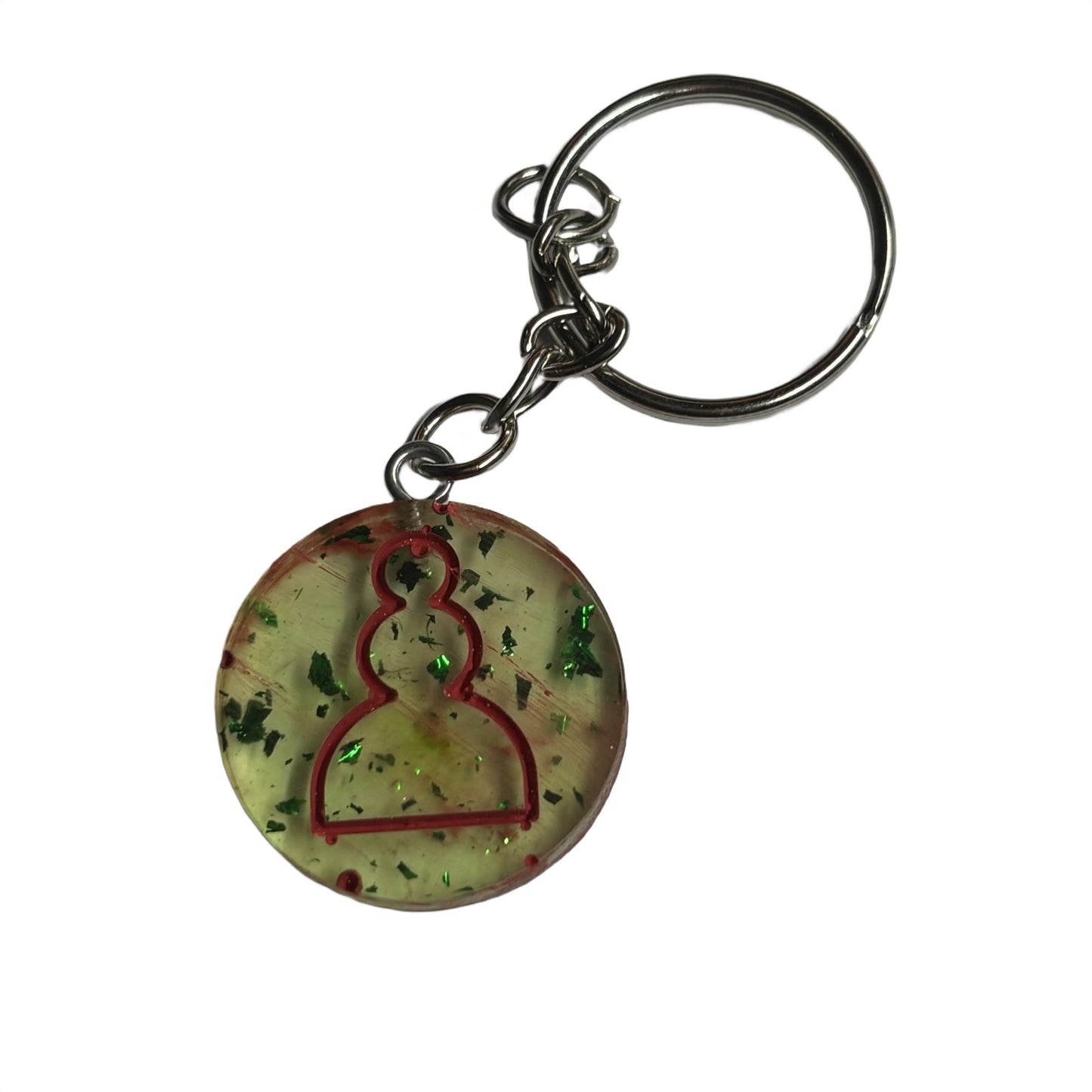 Lime Green Red Lining - Handmade Resin Keychain - Flat Edition