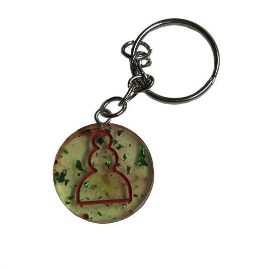 Lime Green Red Lining - Handmade Resin Keychain - Flat Edition