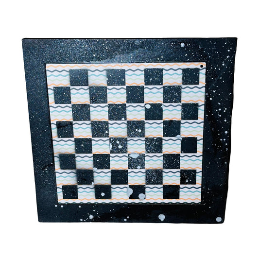 Wiggled Lined Chrome Drip - Large Scrapbook Chess Board