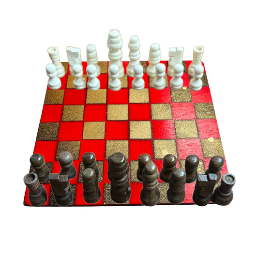 Cherry Red Gold - Mini Chess Set