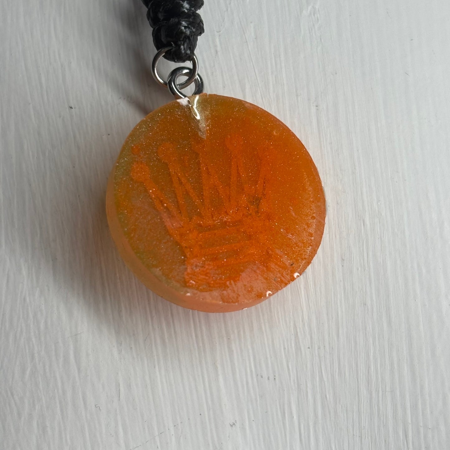 Sunset Orange Queen - Handmade Resin Chess Necklace