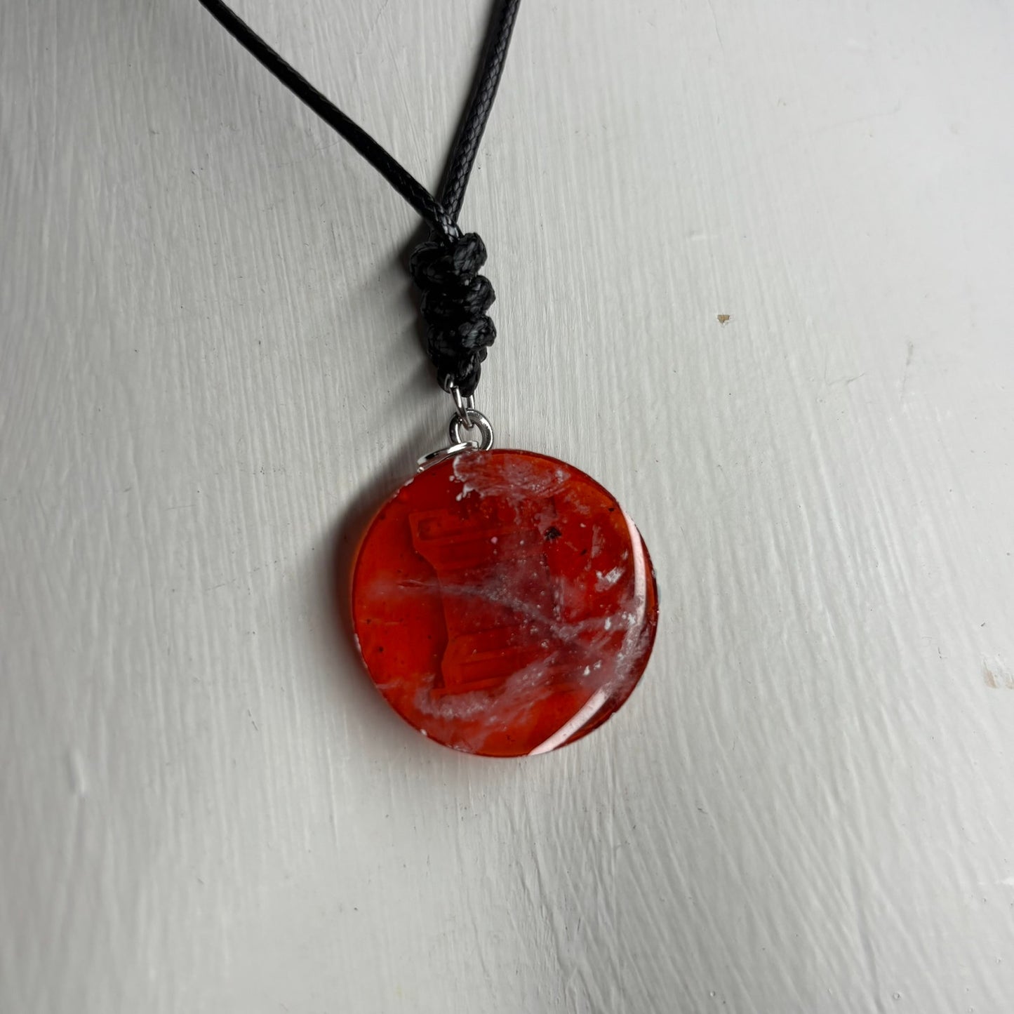 Dark Red Rook - Handmade Resin Chess Necklace