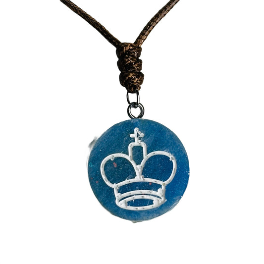 Blue King - Handmade Resin Chess Necklace