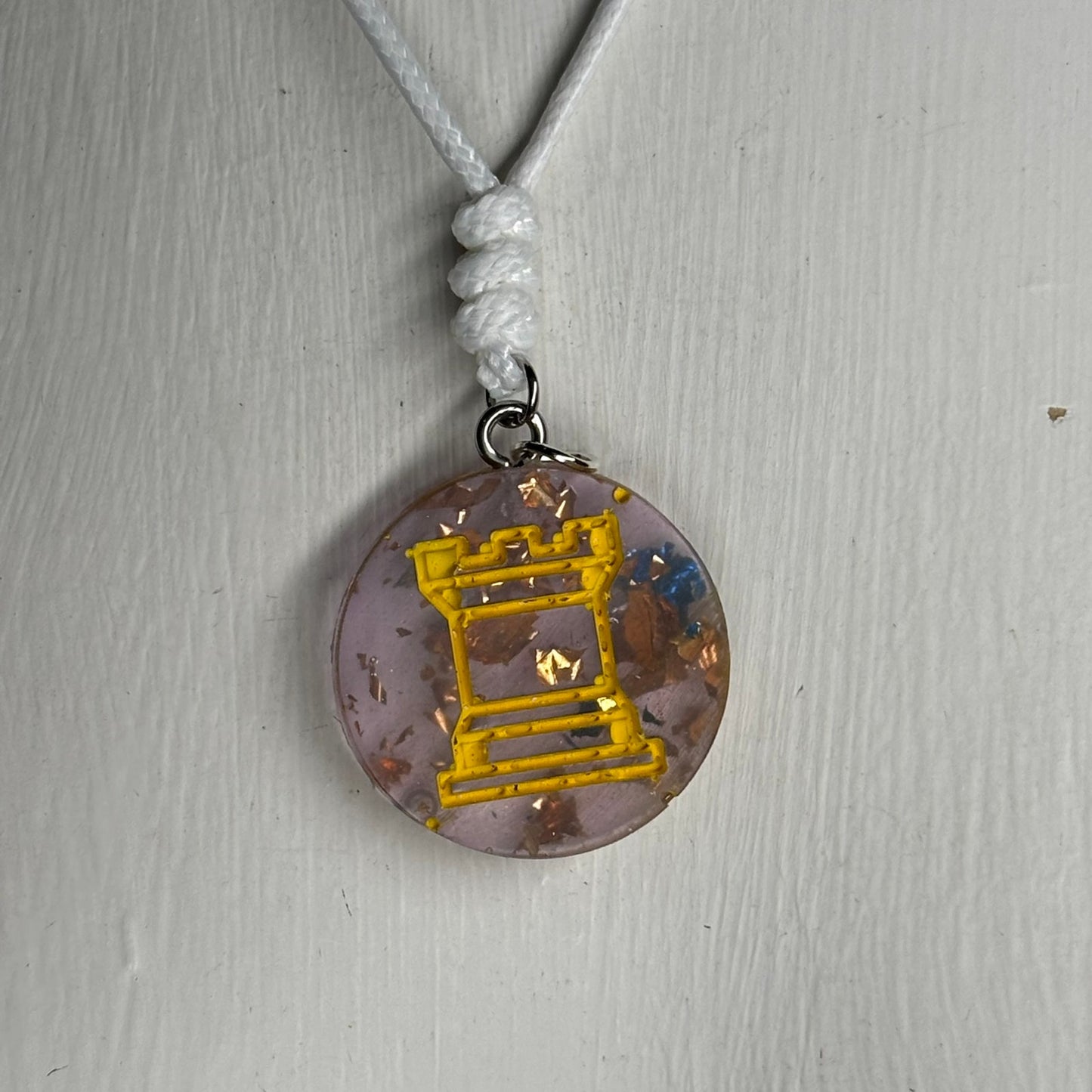 Translucent Purple Rook - Handmade Resin Chess Necklace