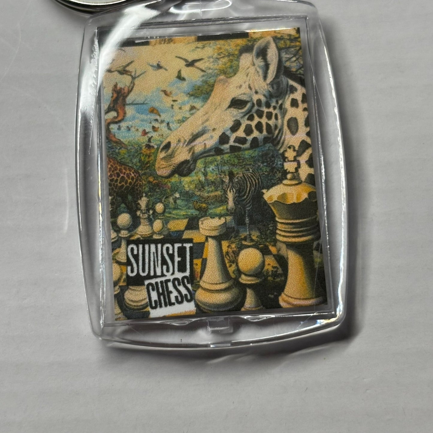 Giraffes Play - Chess  Photo Keychain