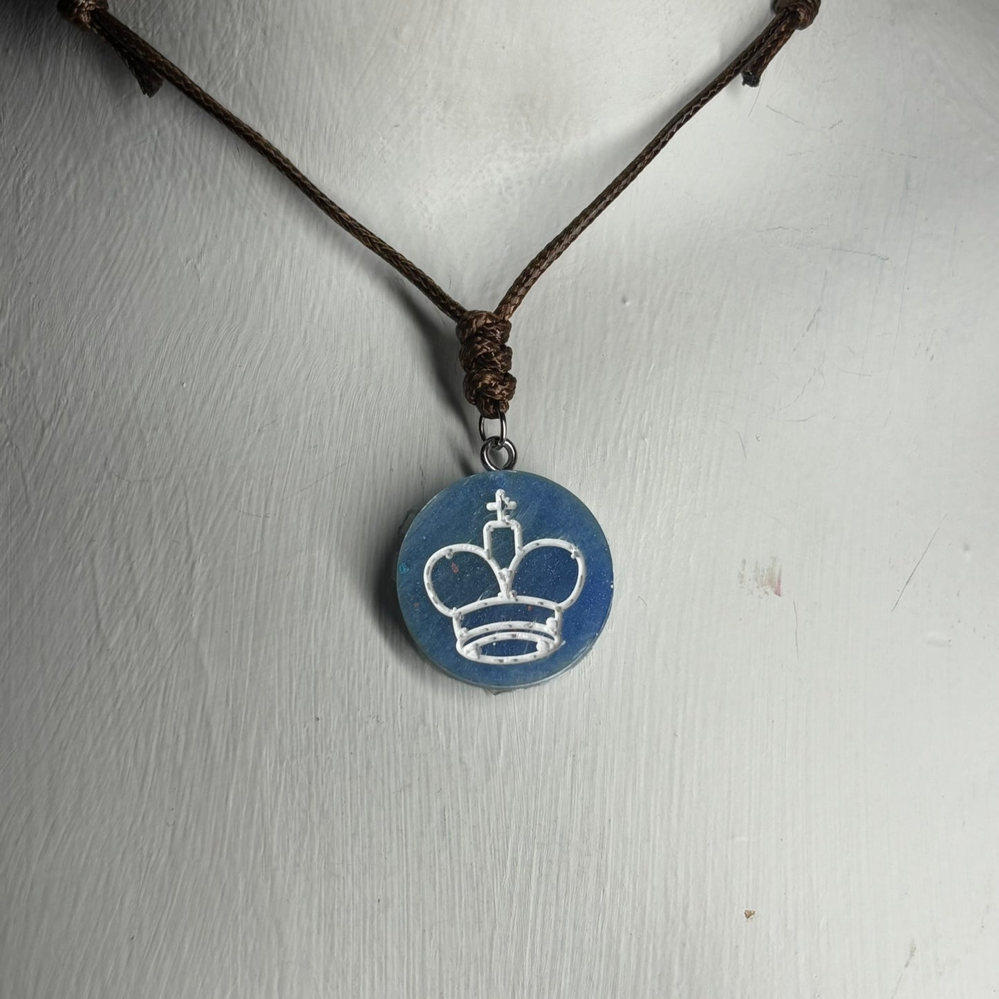 Blue King - Handmade Resin Chess Necklace