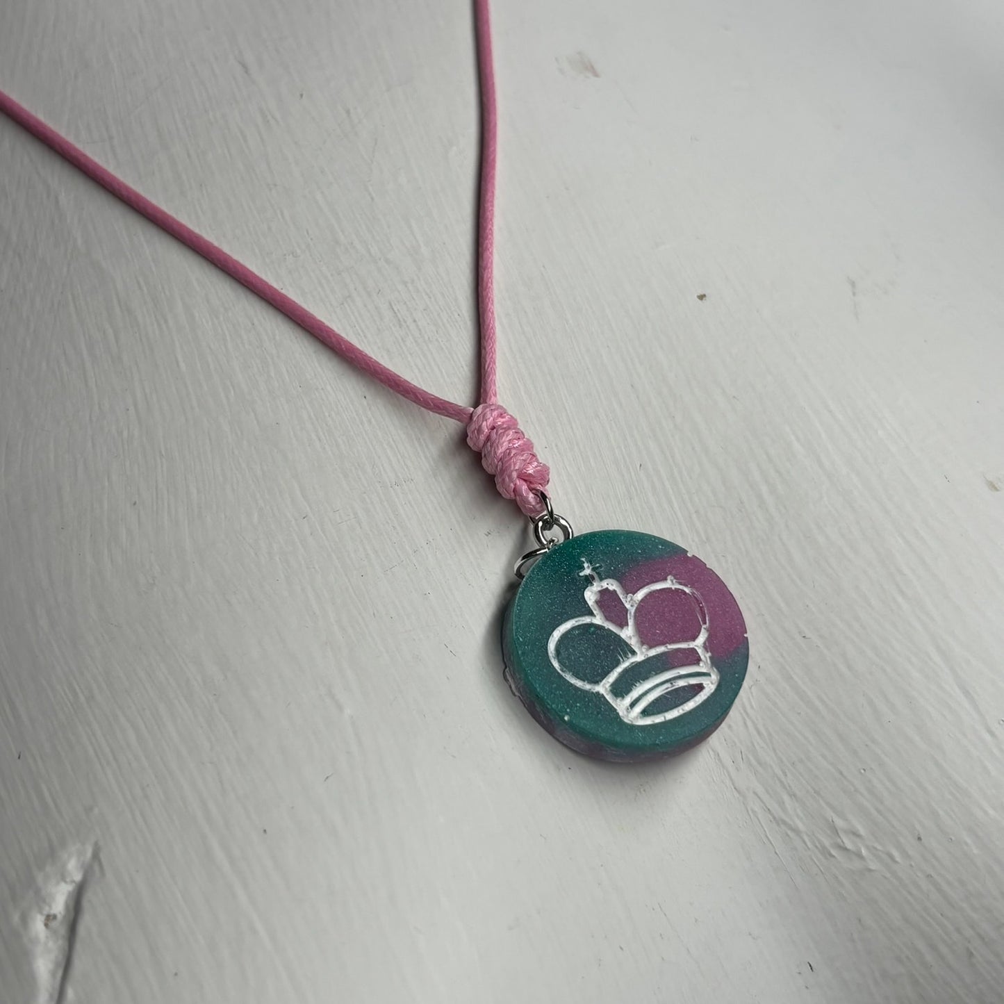 Pink/Green King - Handmade Resin Chess Necklace