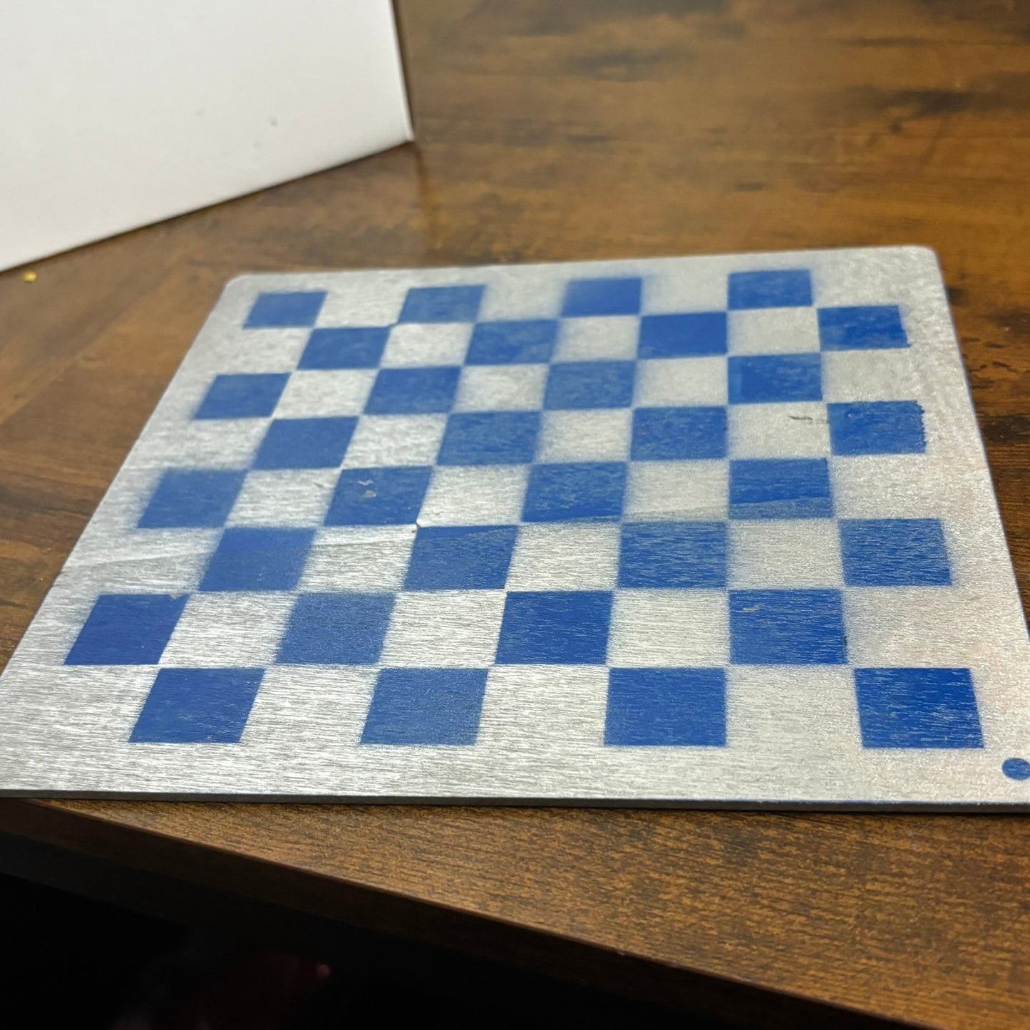 Chrome Blue - Painted Thin Wooden Chess Board