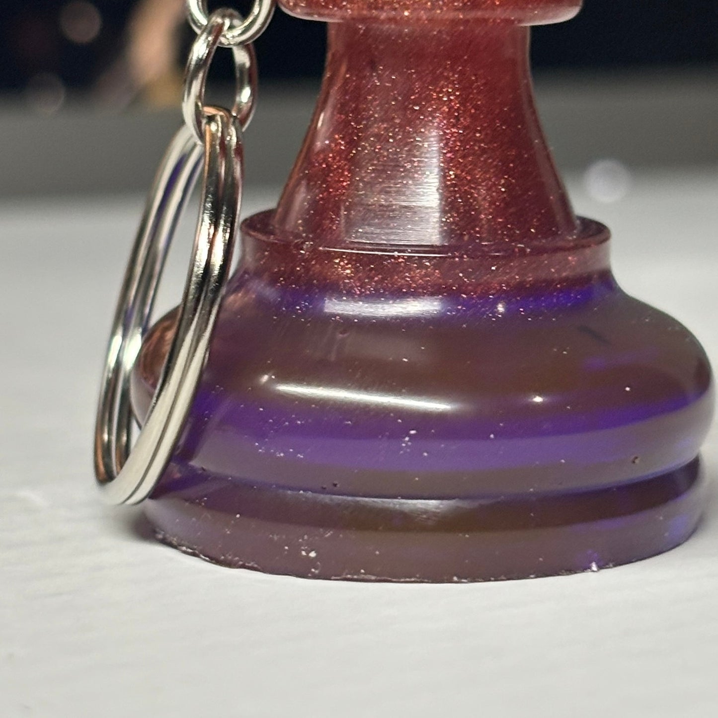 Swirl Violet Pawn - Handmade Resin Keychain - Large Edition