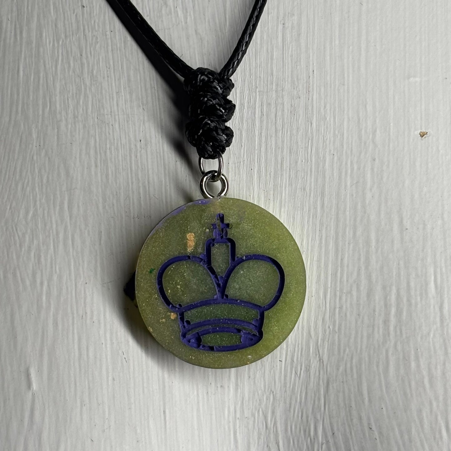 Green King - Handmade Resin Chess Necklace