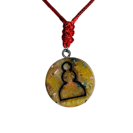 Yellow Royal Pawn - Handmade Resin Chess Necklace