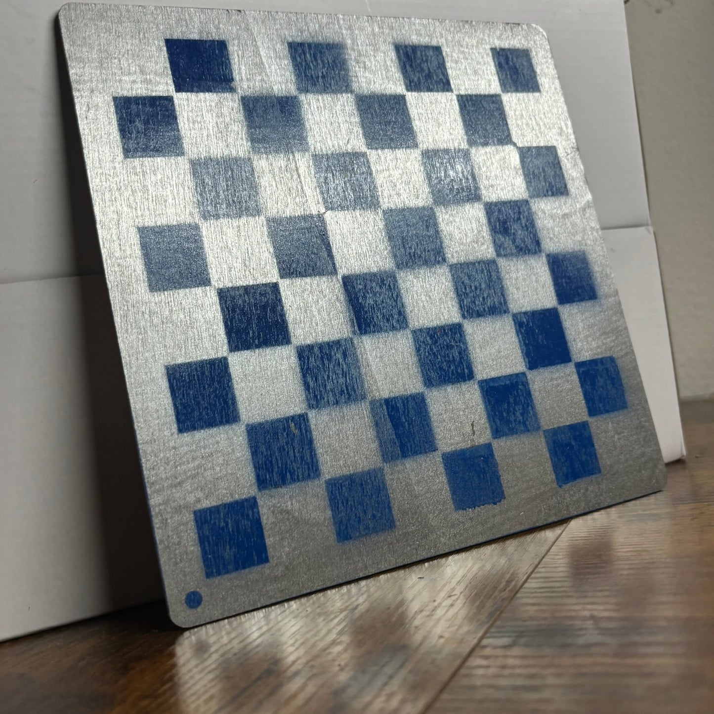 Chrome Blue - Painted Thin Wooden Chess Board