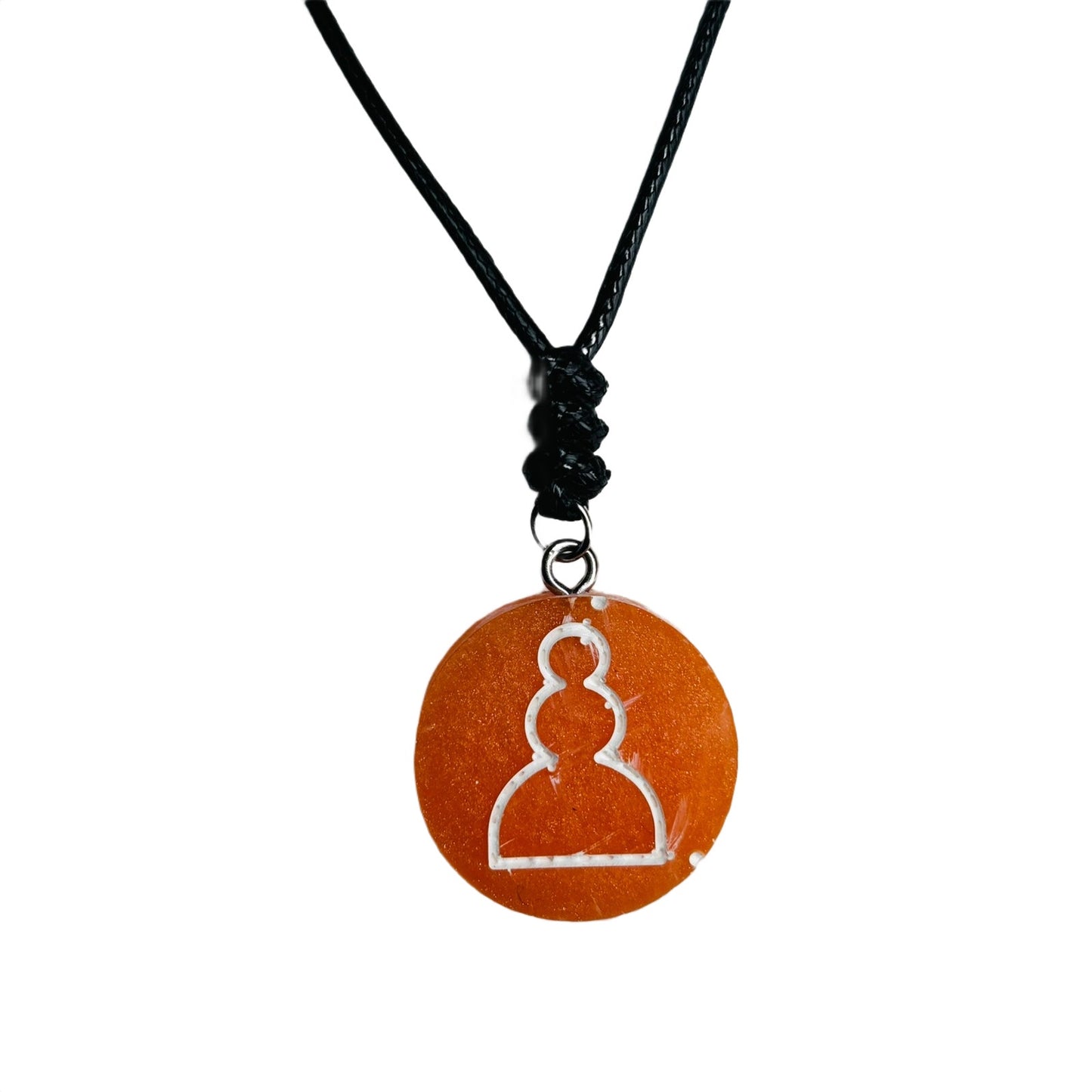 Orange Pawn - Handmade Resin Chess Necklace