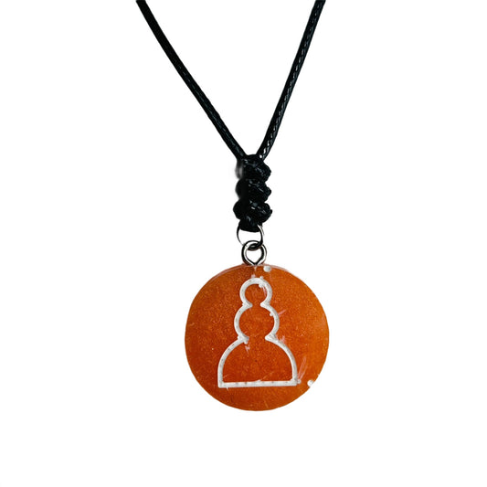 Orange Pawn - Handmade Resin Chess Necklace