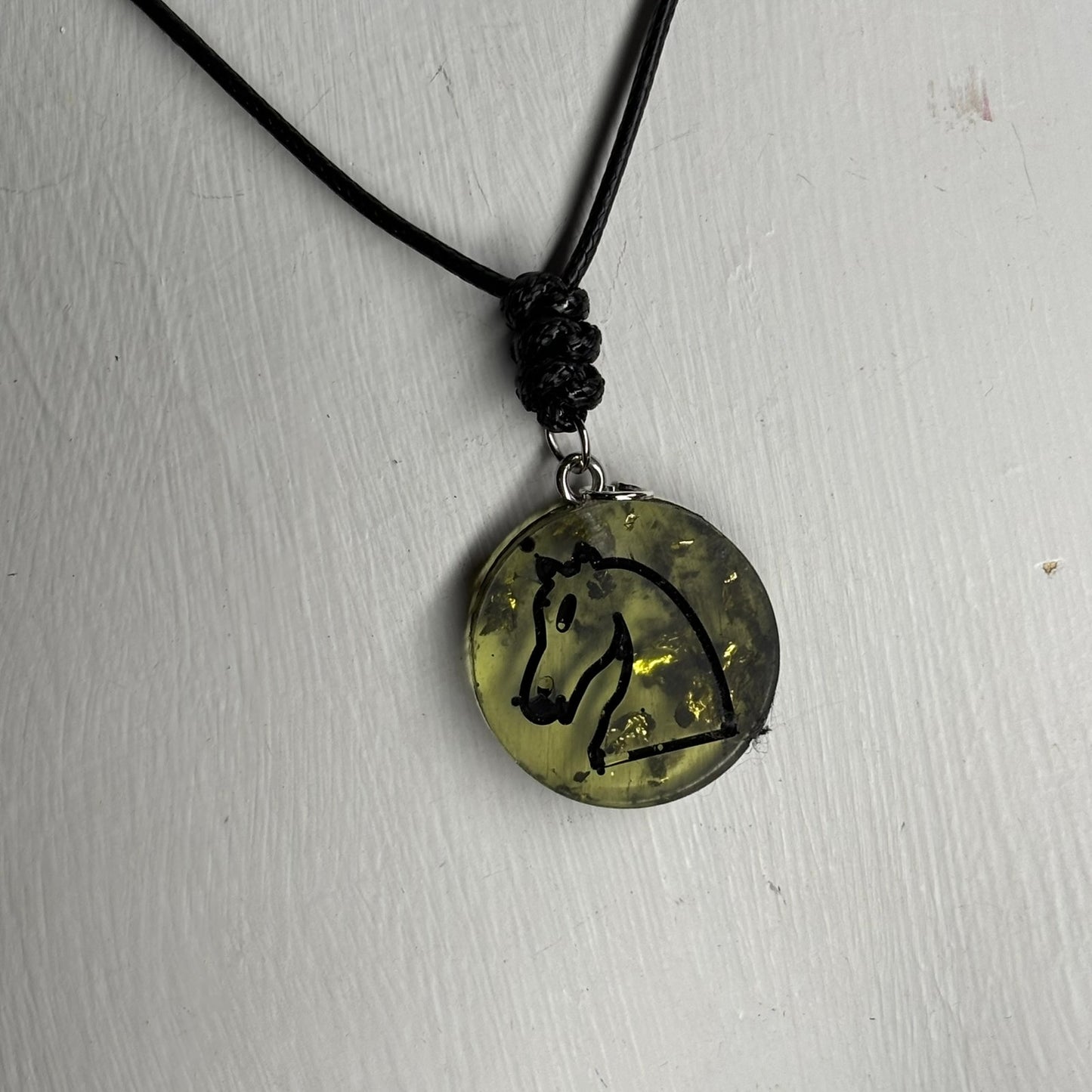 Translucent Green Knight - Handmade Resin Chess Necklace