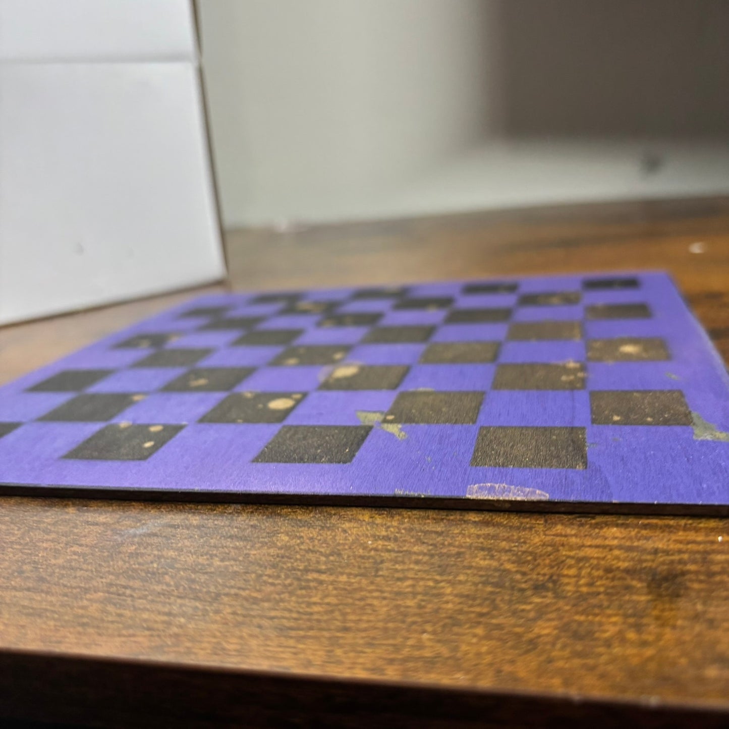 Purple Golden Hue - Painted Thin Wooden Chess Board