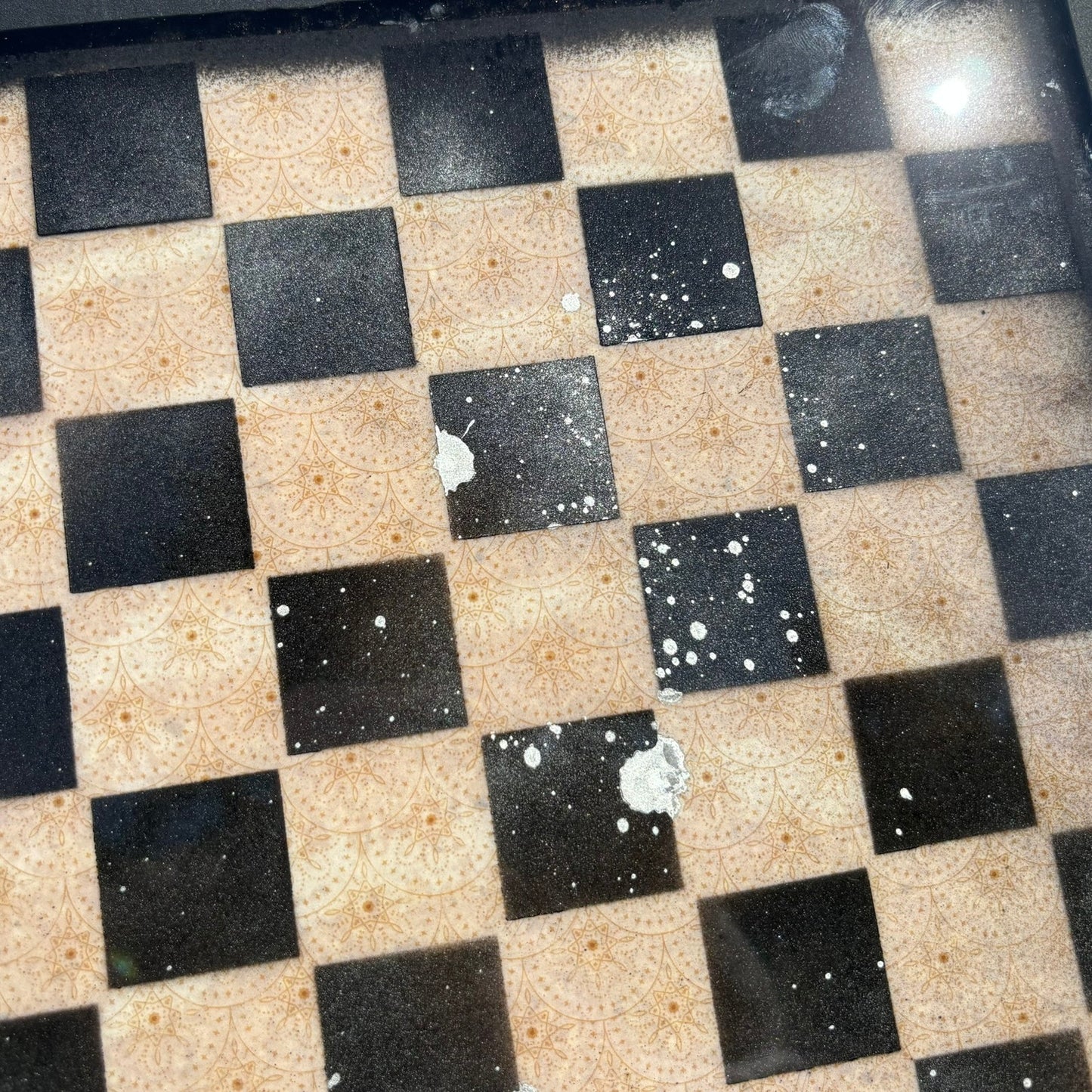 Cream Pattern - Resin Coated Chess Board