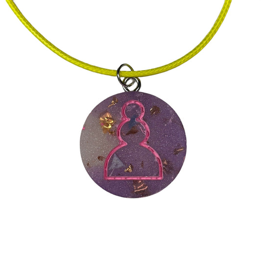 Purple Crystal Pawn - Handmade Resin Chess Necklace